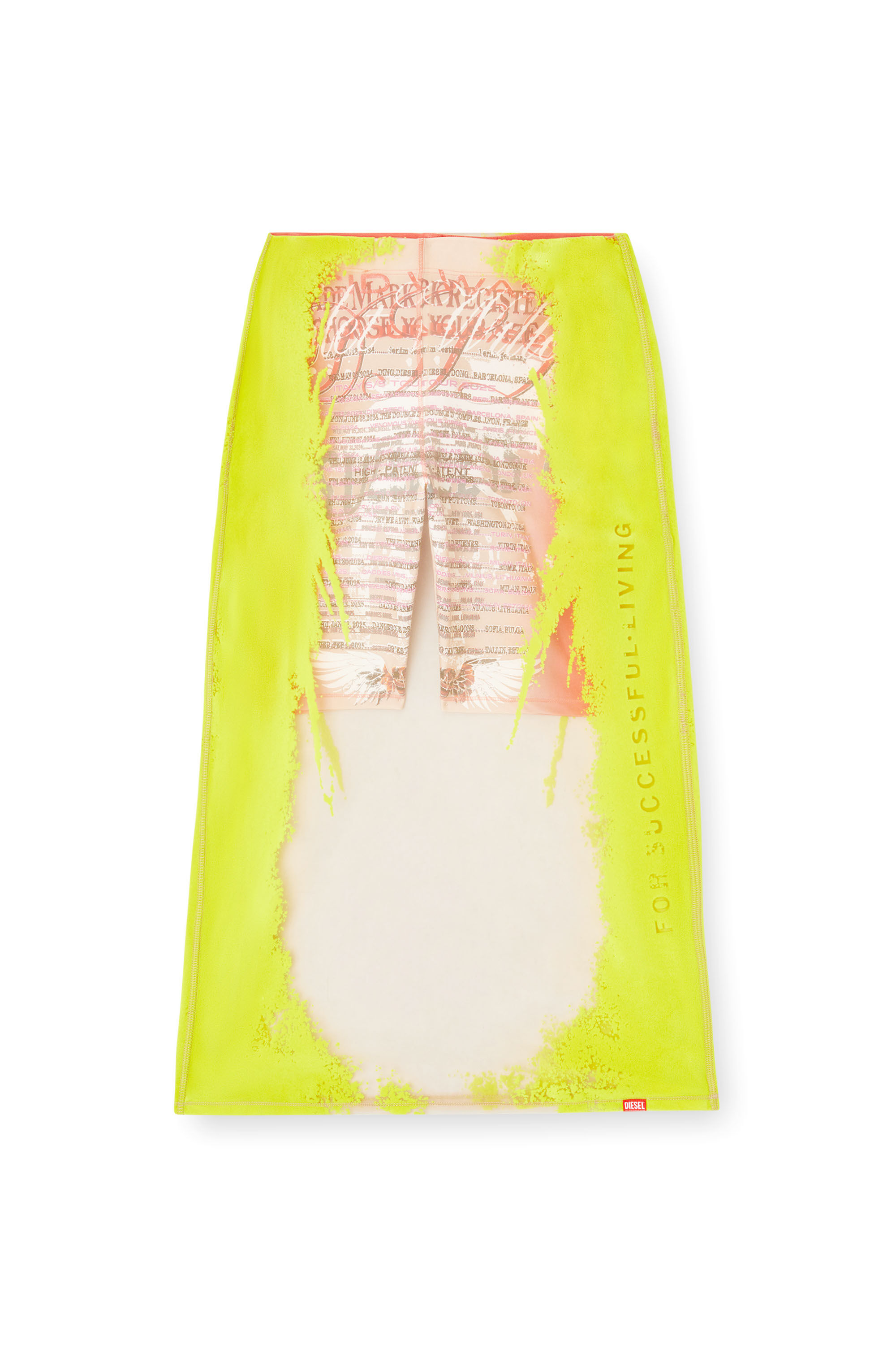 Diesel - O-LYAC, Falda midi con estampado de letras de canciones a capas Mujer in Multicolor - 2