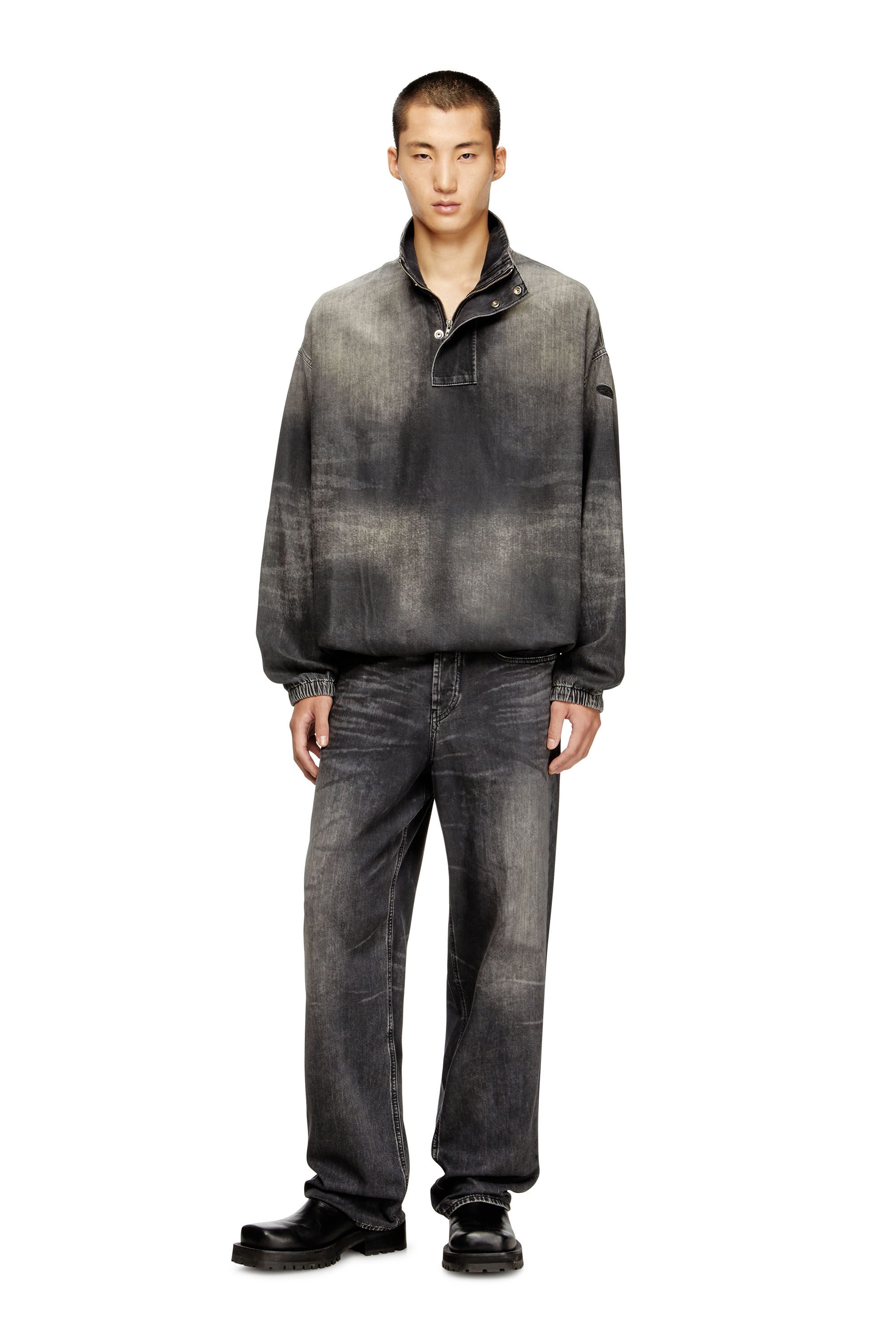 Diesel - D-FLOW-S3, Top de denim con cuello alto Unisex in Negro - 1