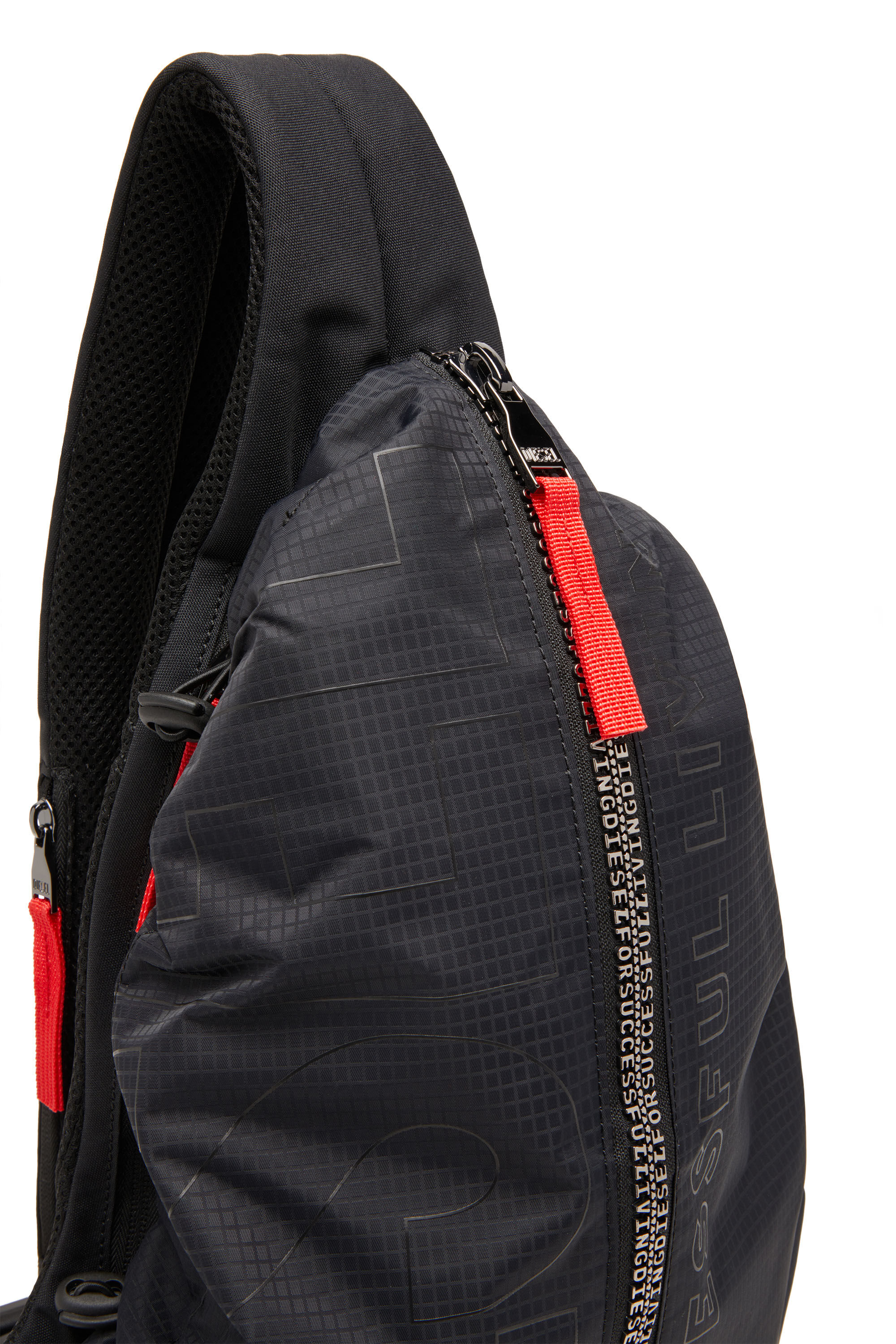 Zip D Mochila de un solo tirante de tejido exterior de jacquard a cuadros Hombre Negro Diesel