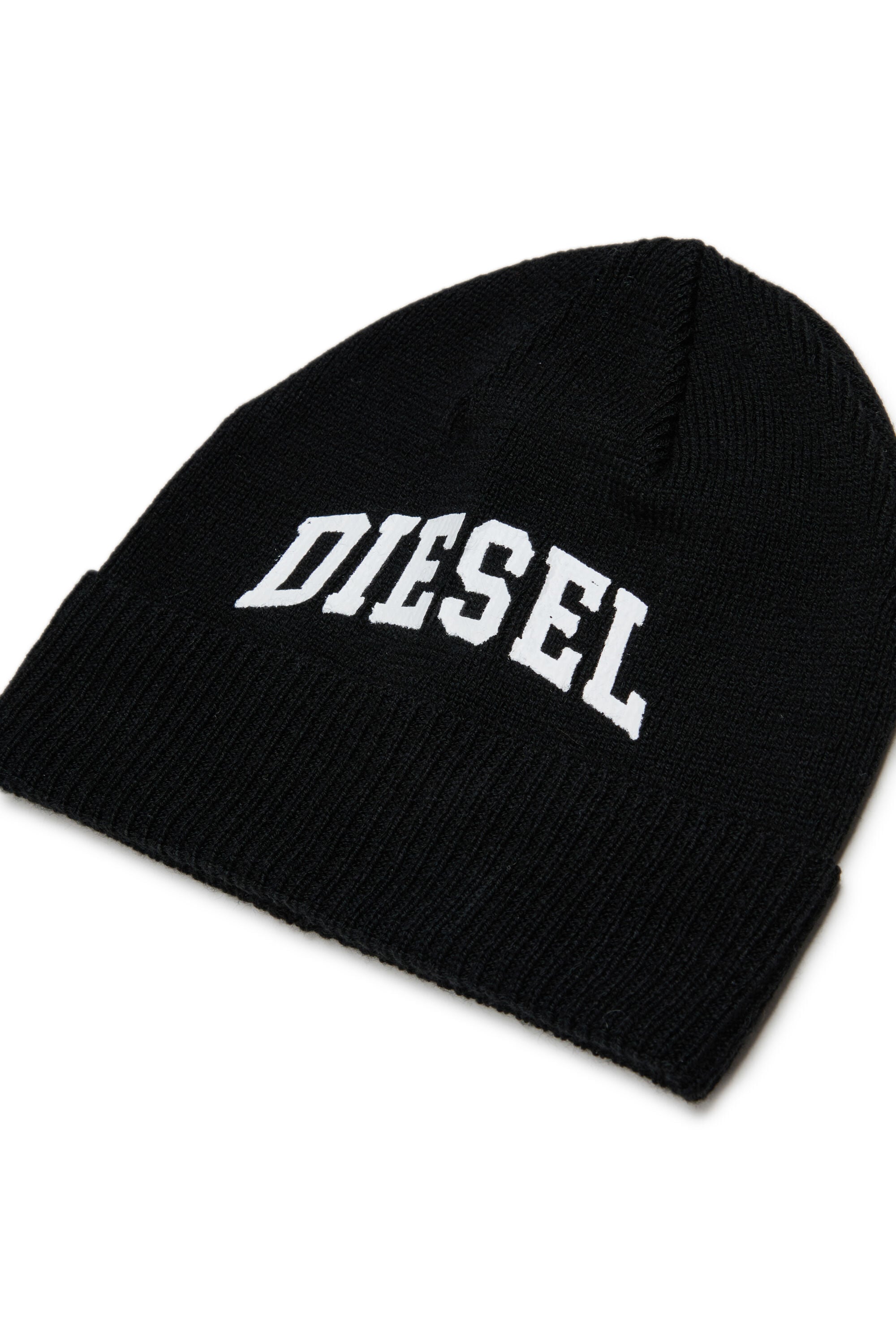 Diesel - FBAND, Unisex's Wool-blend beanie with logo in Black - 3