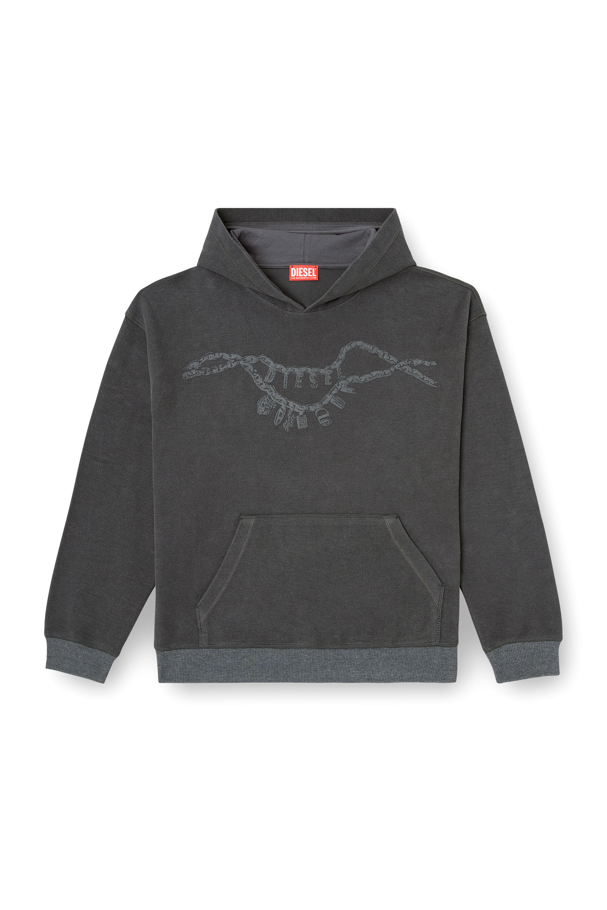 Diesel - S-BOXT-HOOD-HOSHI, Sudadera con capucha y estampado de collar con colgante Unisex in Gris - 2
