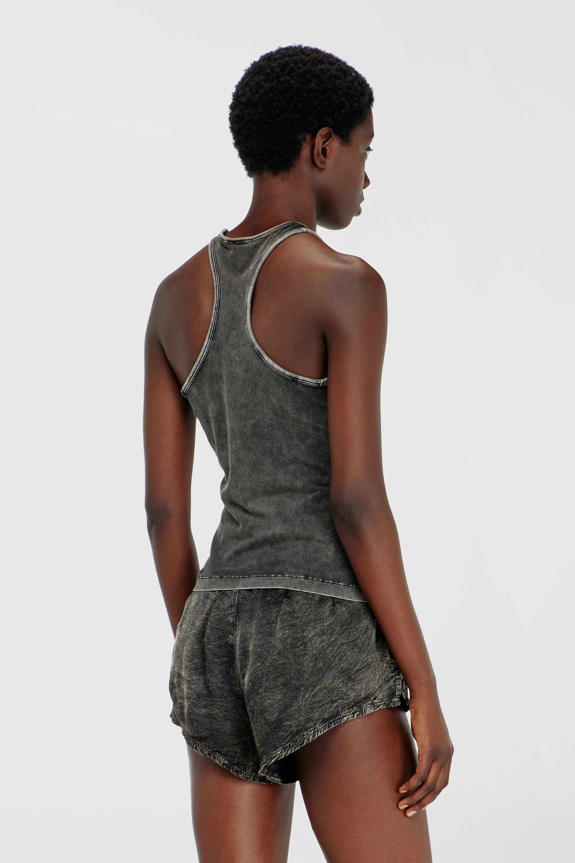 Diesel - IRENE-DNM, Camiseta de algod&oacute;n con efecto tratado Mujer in Gris - 4