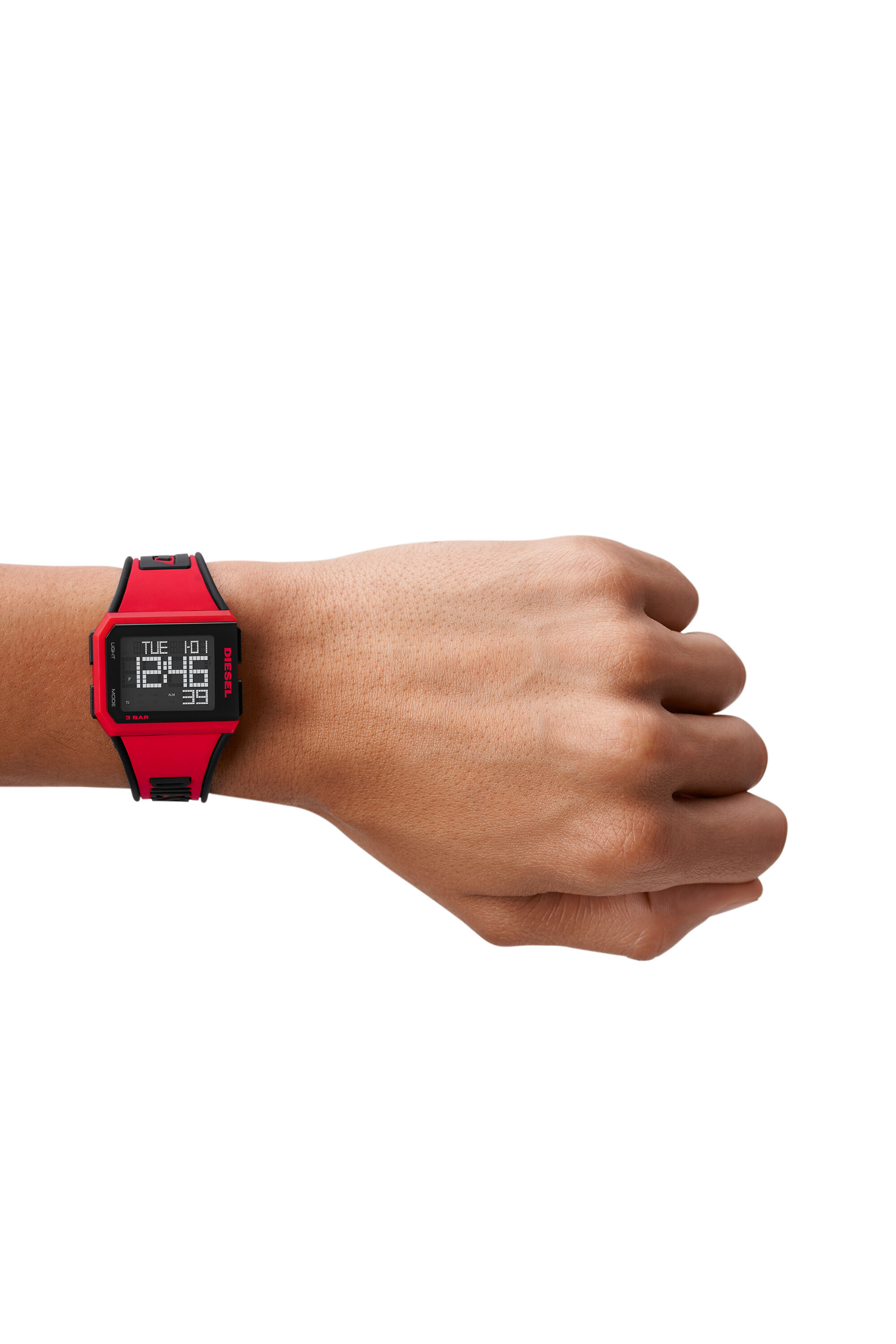 DZ1923 Reloj Chopped digital en silicona roja Diesel