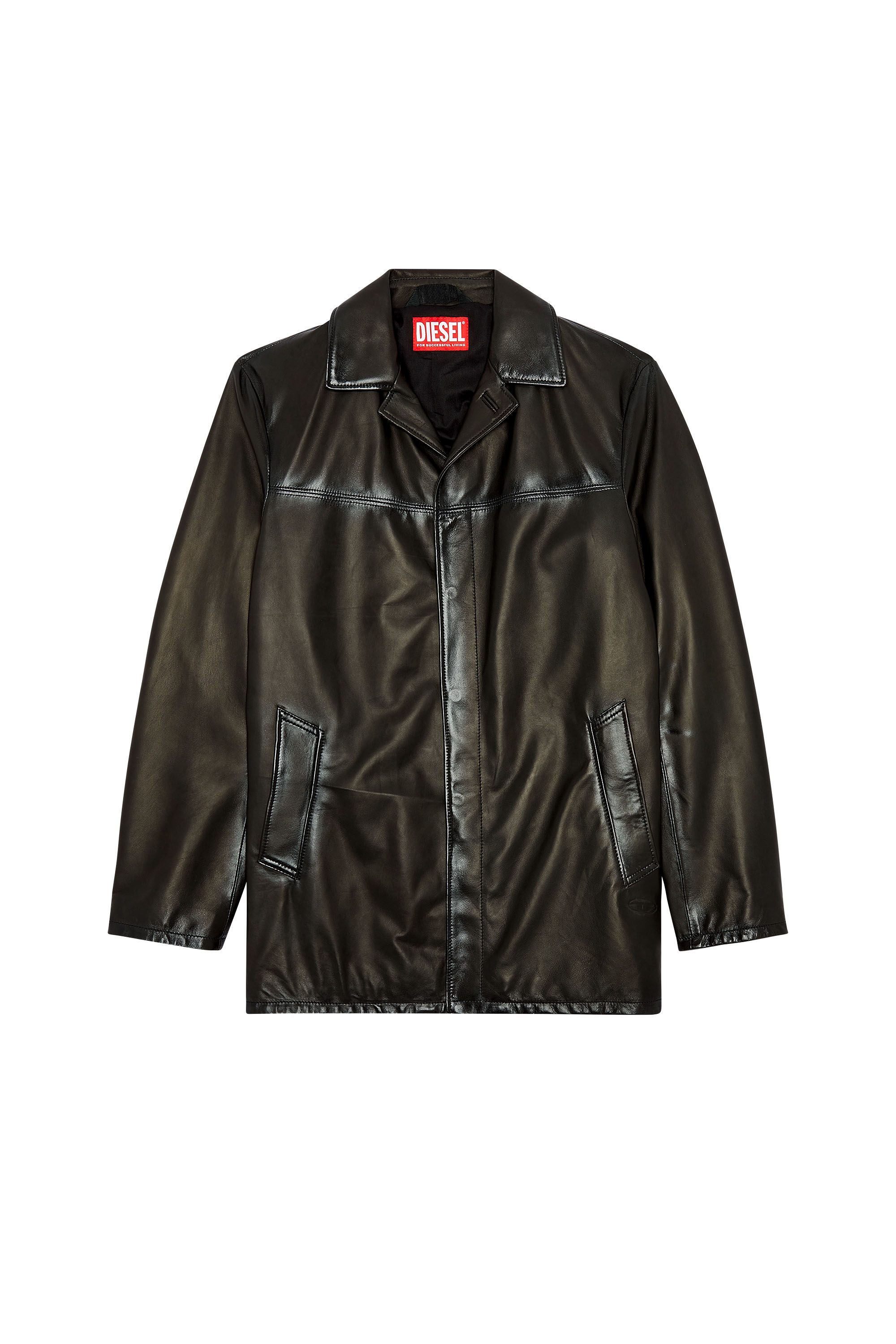 Diesel - L-NICO, Chaqueta de cuero con costuras rociadas Hombre in Negro - 2