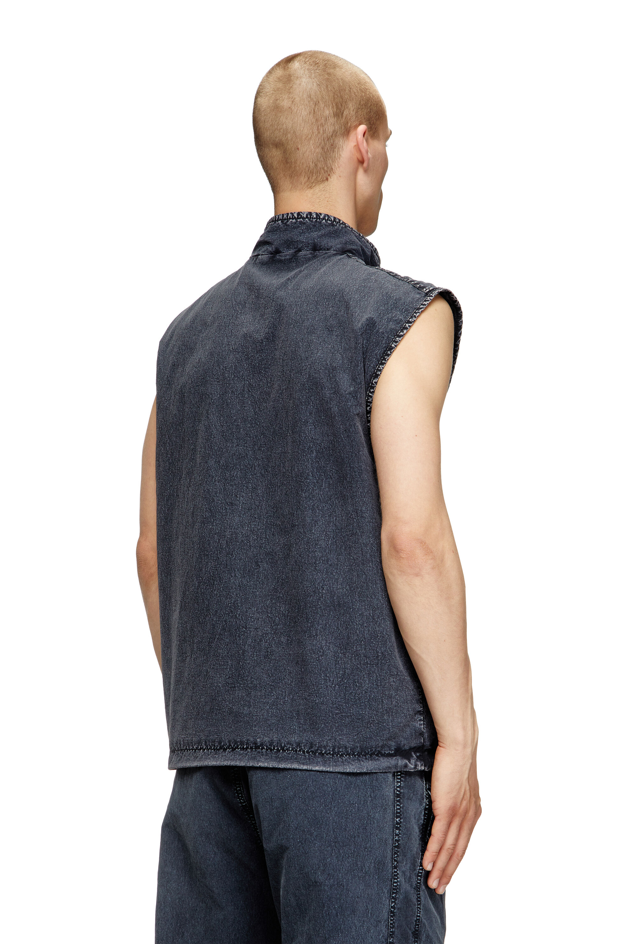 Diesel - J-ERB, Chaleco en taslan de nailon reciclado Hombre in Azul marino - 4