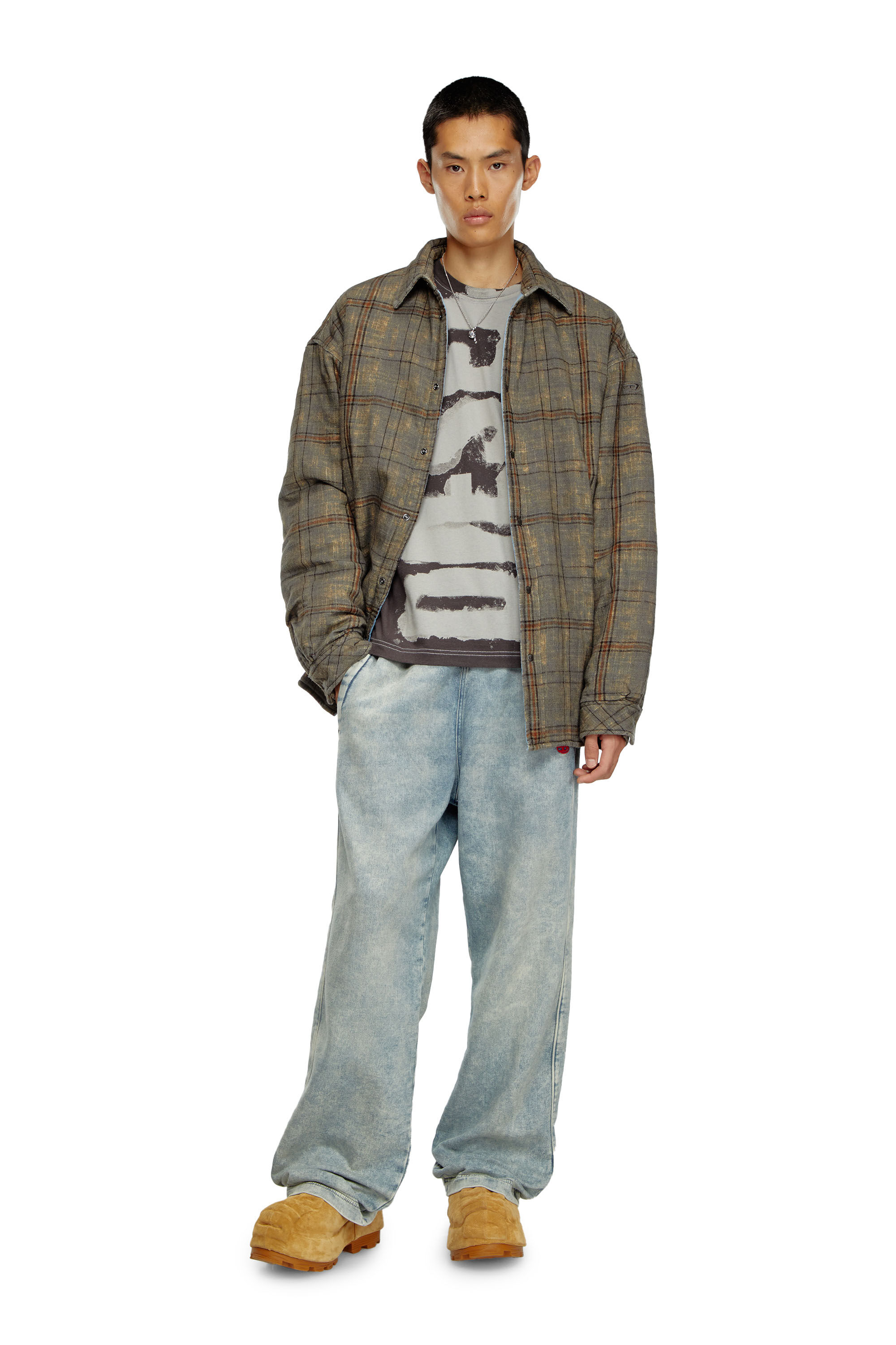 Diesel - T-ADJUST-Q4, Camiseta con logotipo manchado Hombre in Gris - 1