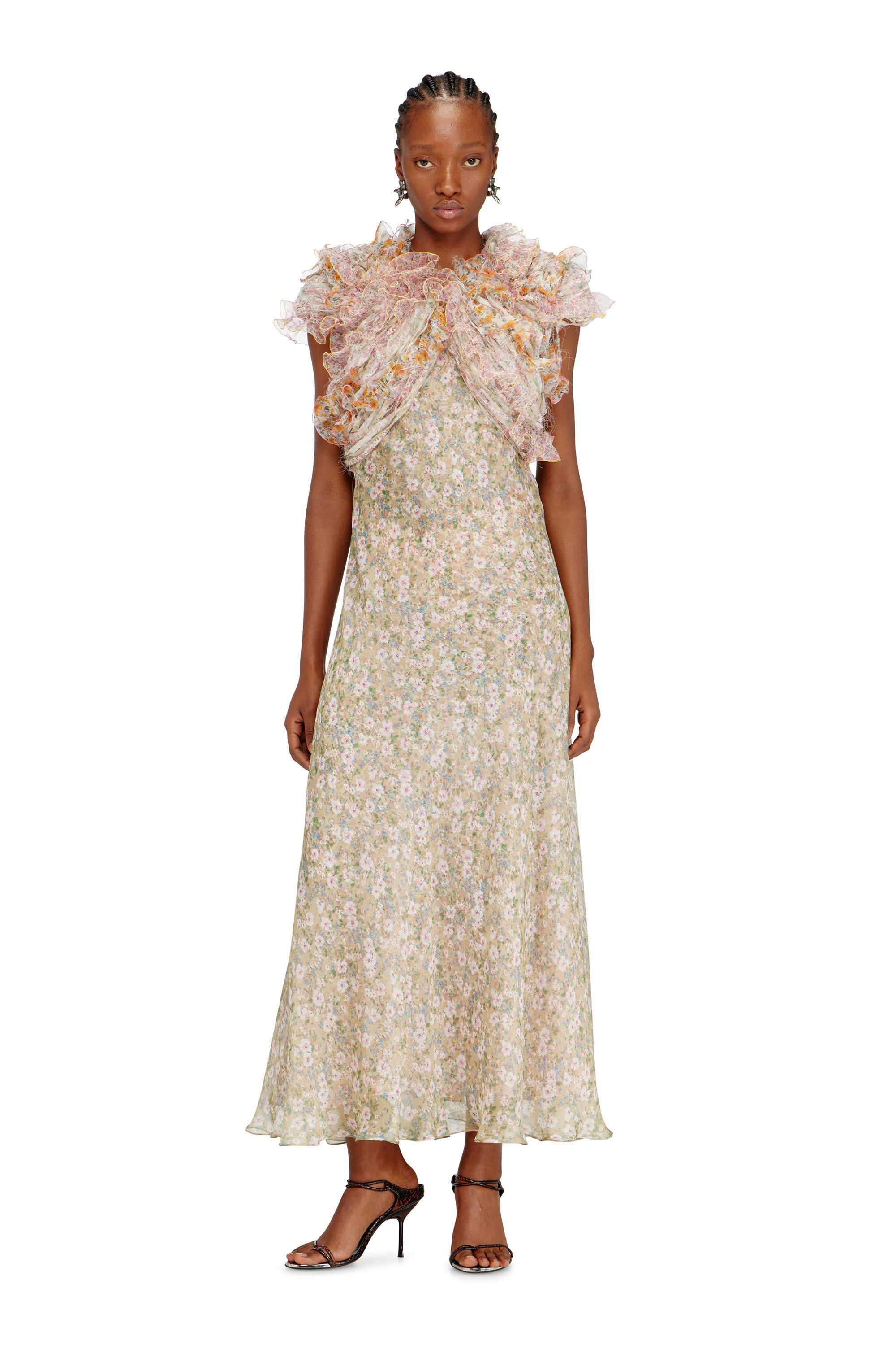 Diesel - D-FIBY, Vestido de seda con estampado floral Mujer in Multicolor - 1