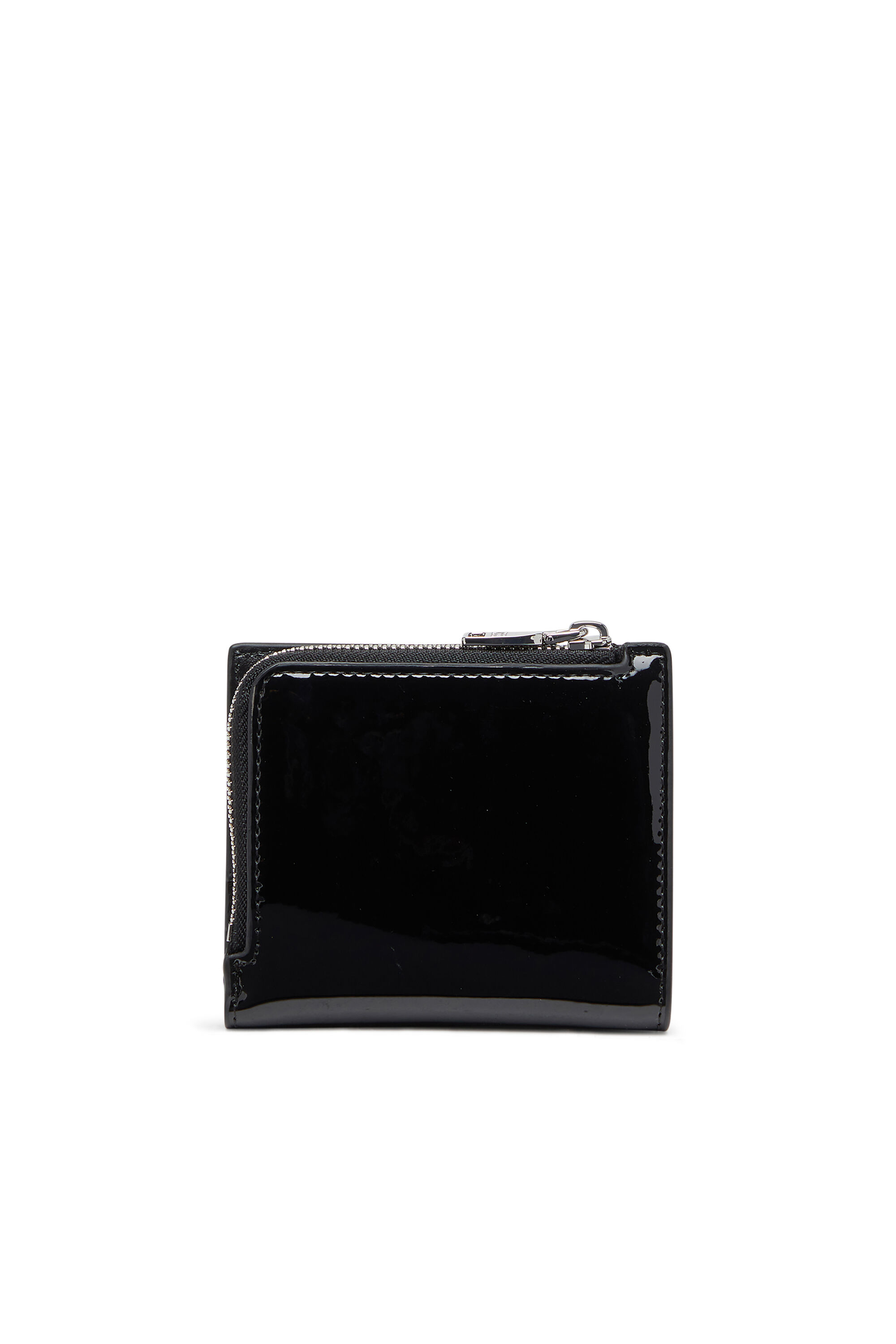 Diesel - PLAY BI FOLD ZIP L, Cartera que se pliega por la mitad de poliuretano brillante Mujer in Negro - 2