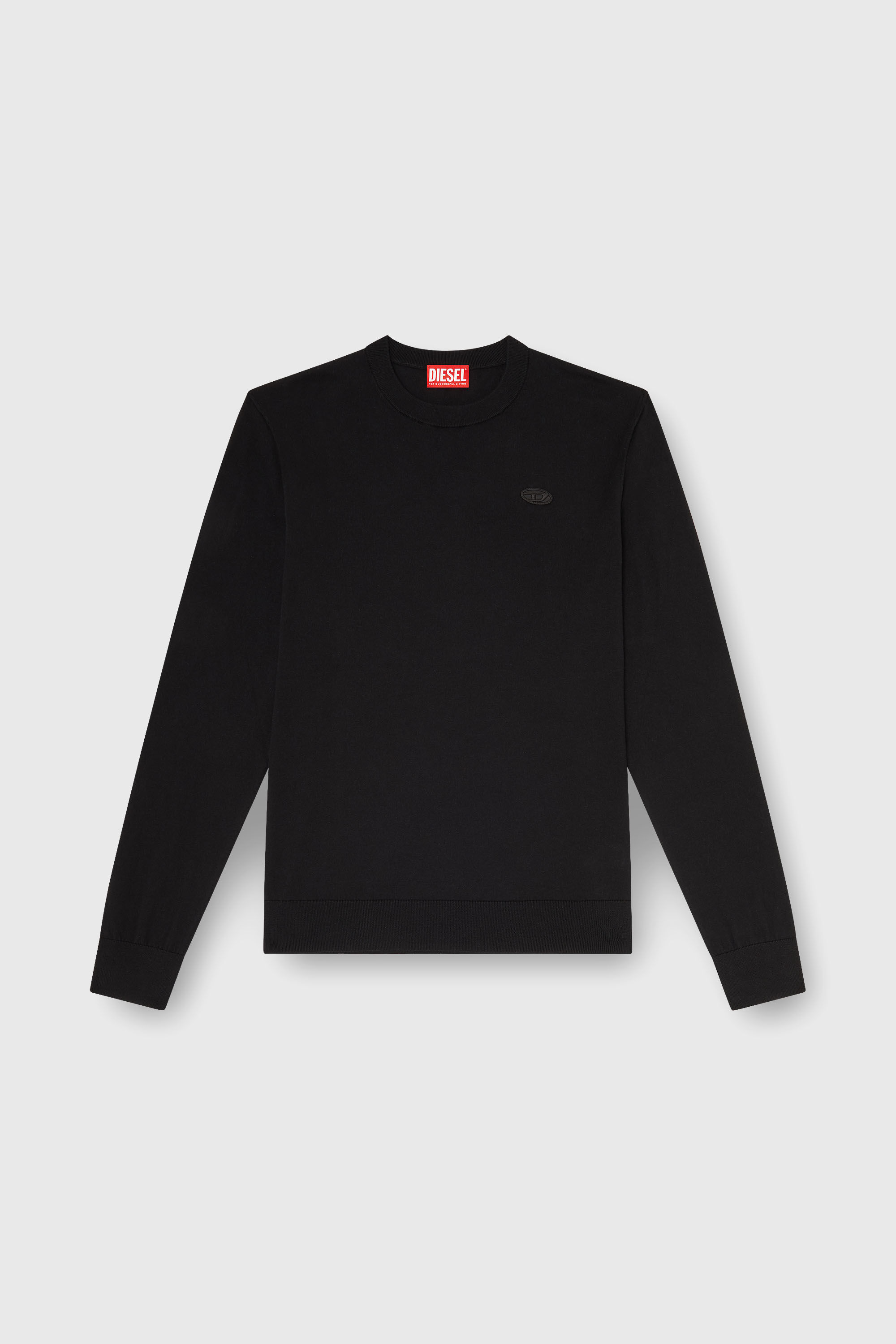 Diesel - K-FREEX-TAG-T92, Prenda de punto de algod&oacute;n con logotipo tono sobre tono Hombre in Negro - 2