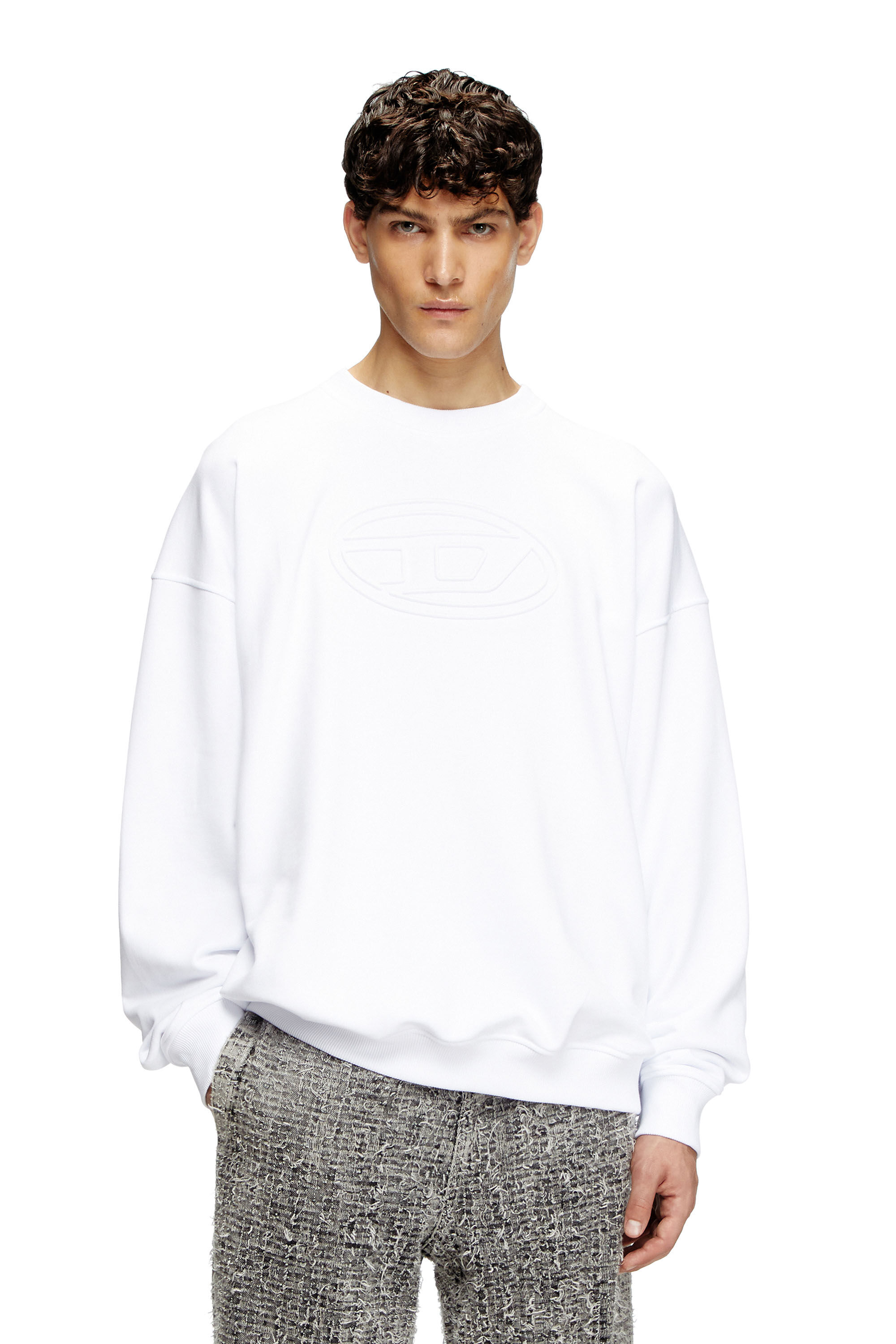 Diesel - S-MART-BIGOVAL, Sudadera con Oval D en relieve Hombre in Blanco - 3