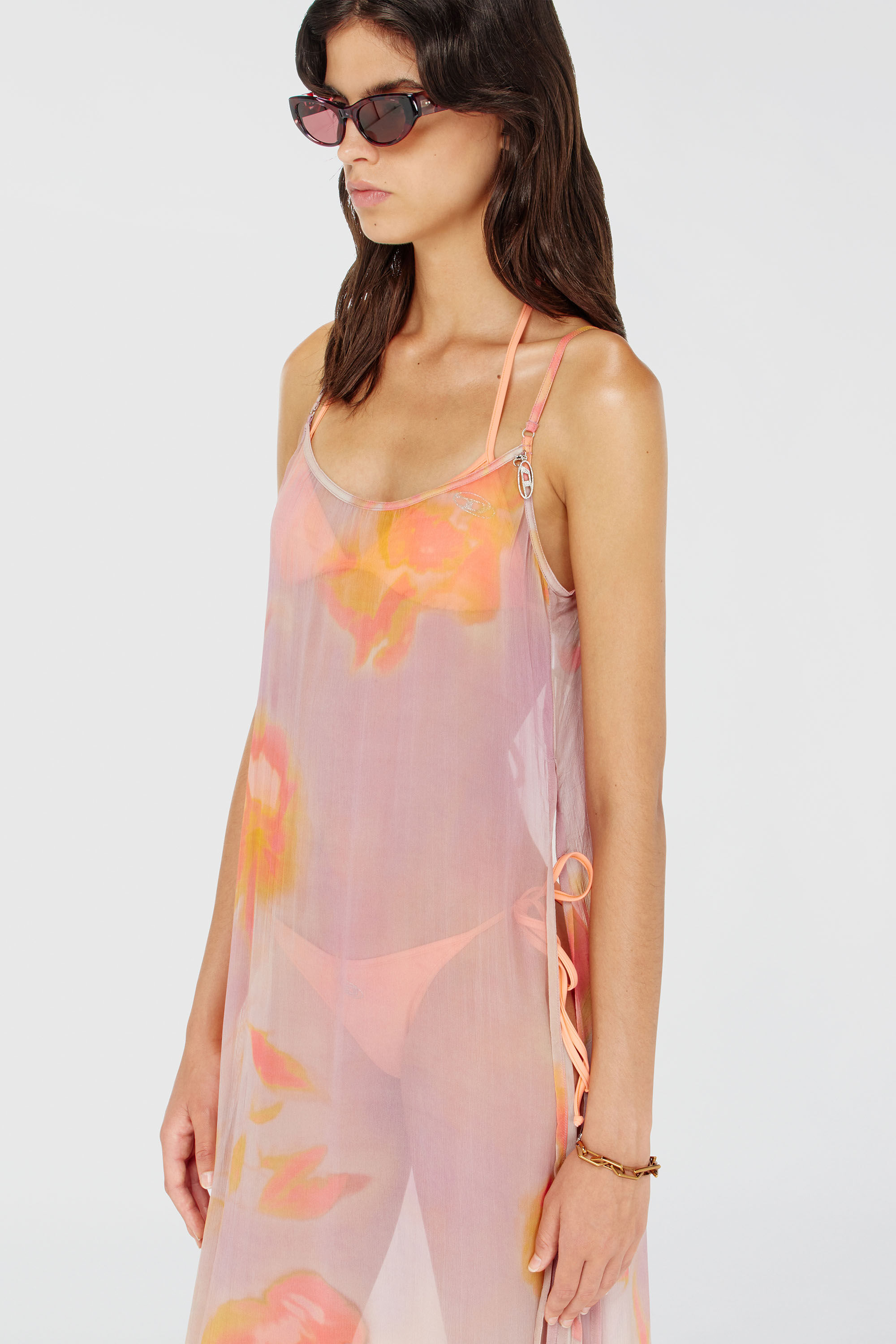 Diesel - VANYA-UTLT, Vestido playero de gasa floral Mujer in Morado - 4