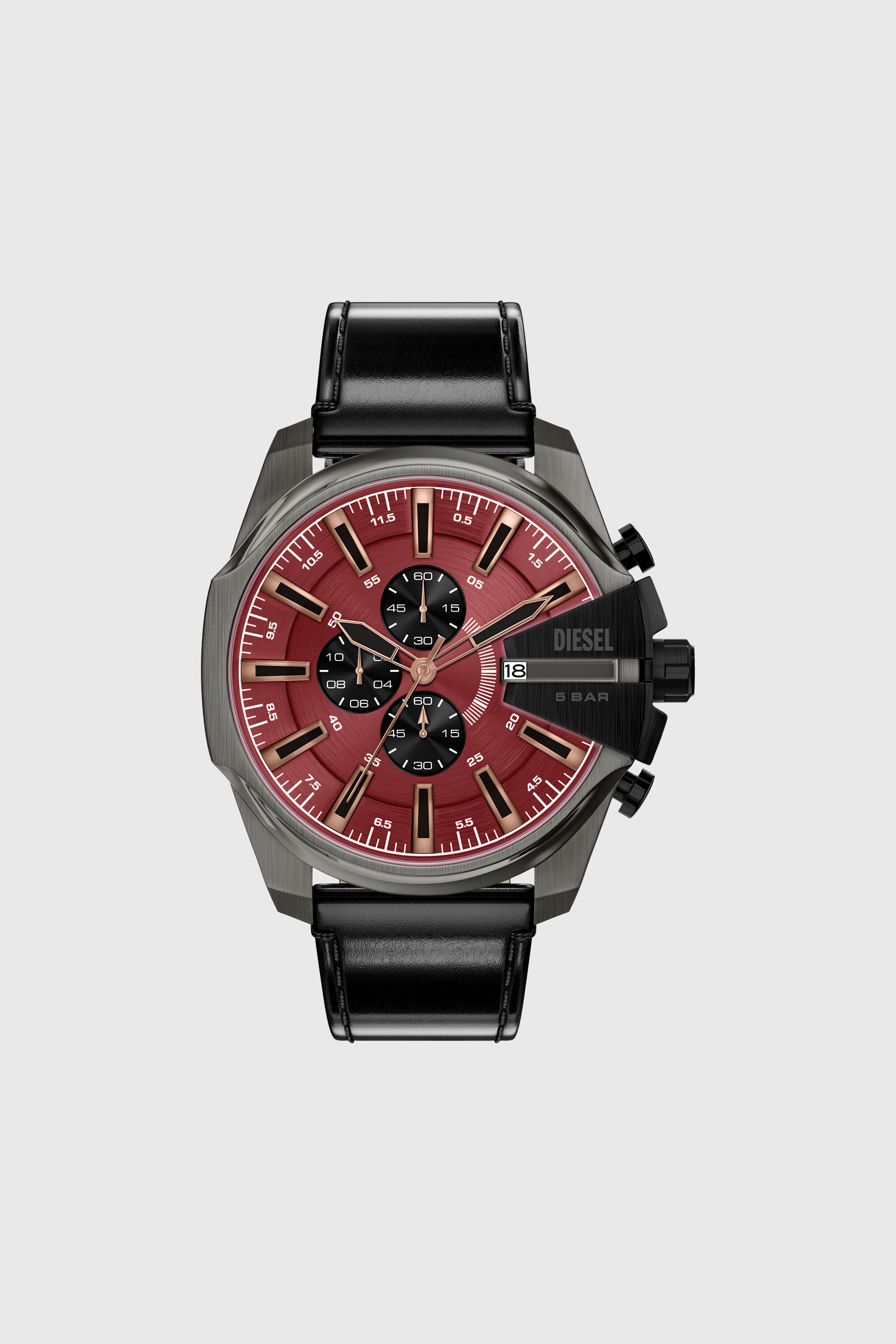 Diesel - DZ4714 WATCH, Reloj Mega Chief Slim con correa de cuero negro Hombre in Negro - 1