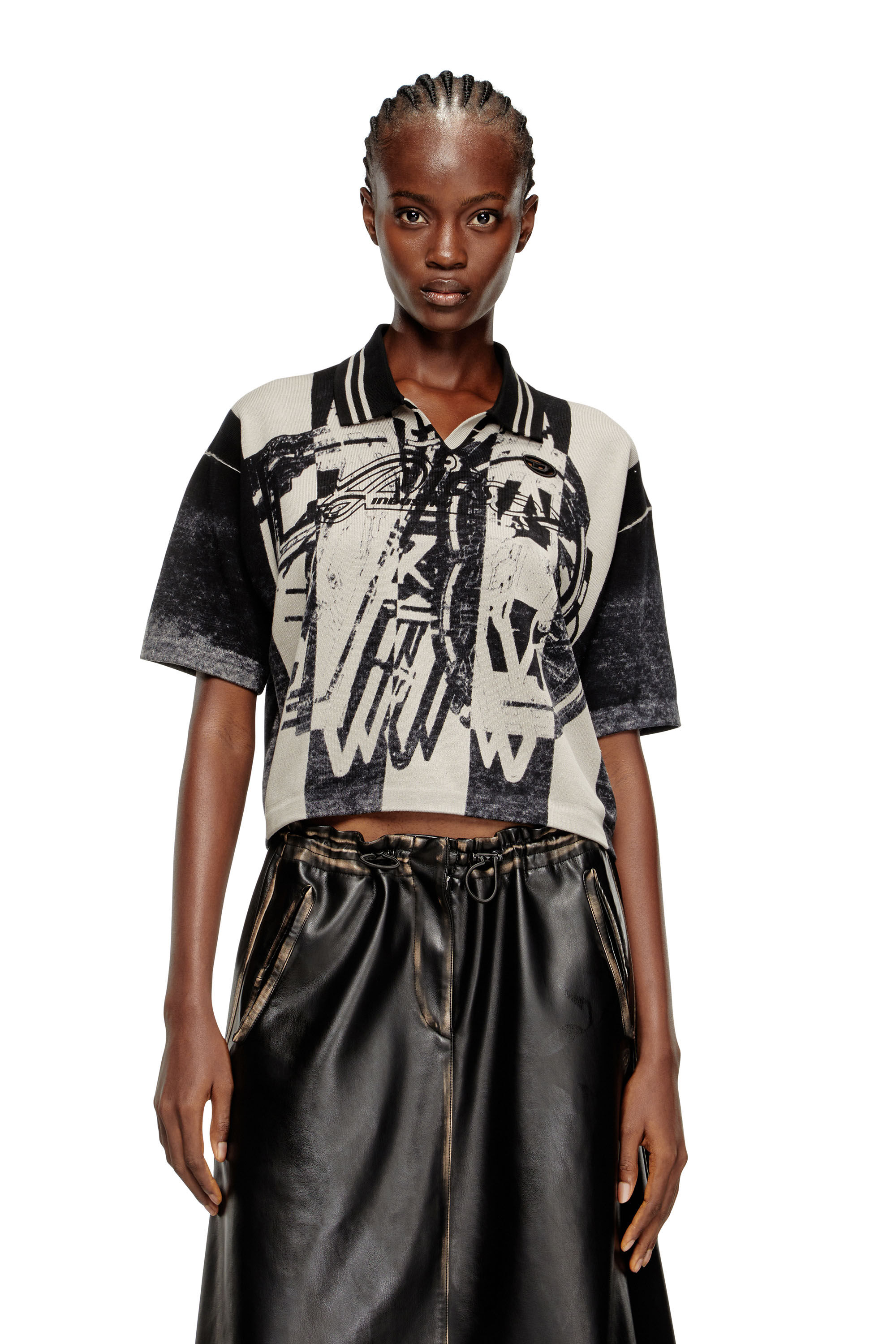 Diesel - M-OLIBA-POLO, Jersey a rayas con cuello polo y logotipo 78 Mujer in Multicolor - 3