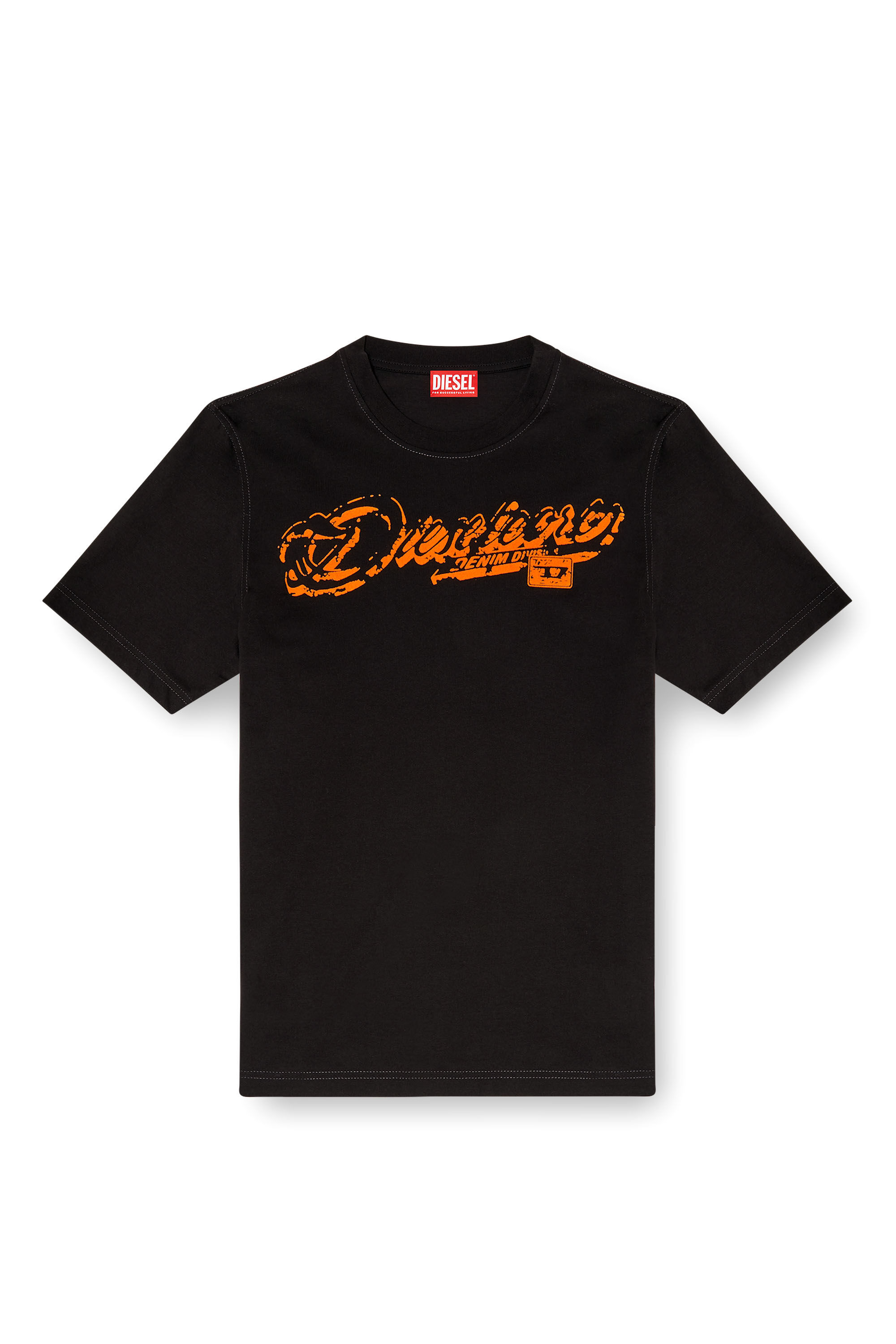 Diesel - T-ADJUST-R7, Camiseta con logotipo desgastado en relieve Hombre in Negro - 2