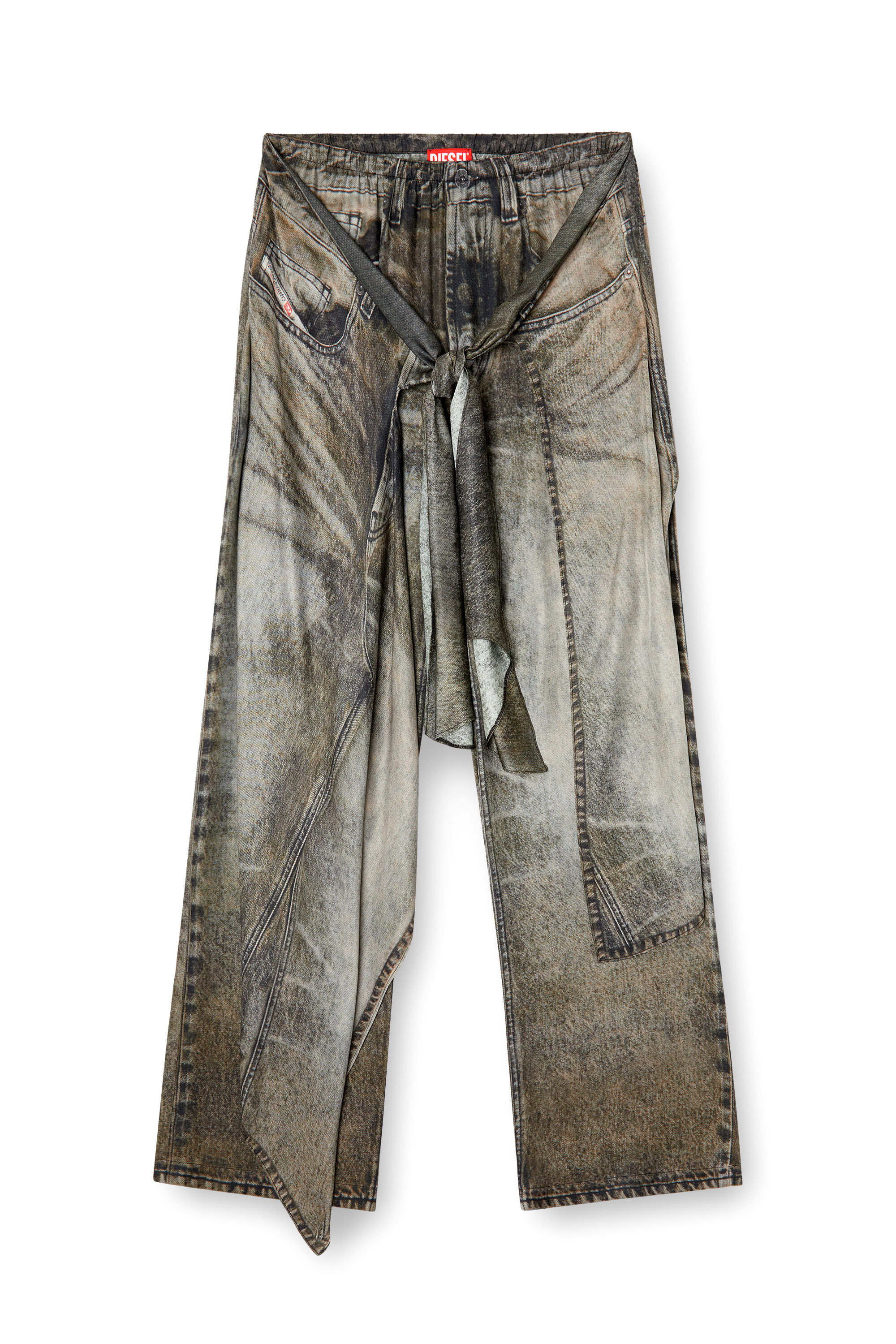 Diesel - P-ALOMA, Pantalones de corte cruzado de viscosa tipo denim Mujer in Gris - 2