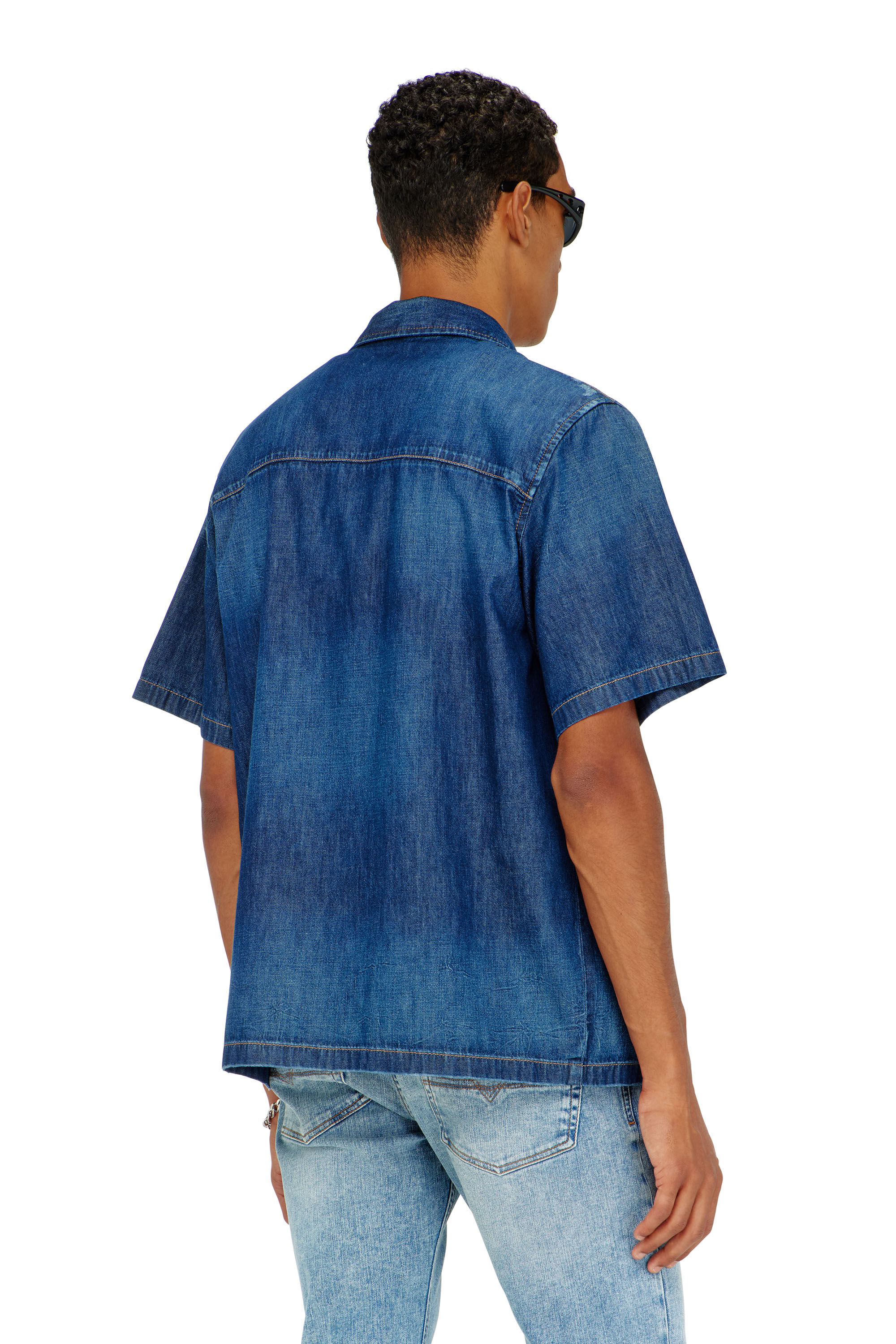 Diesel - D-NABIL-D, Camisa vaquera de manga corta Hombre in Azul marino - 4