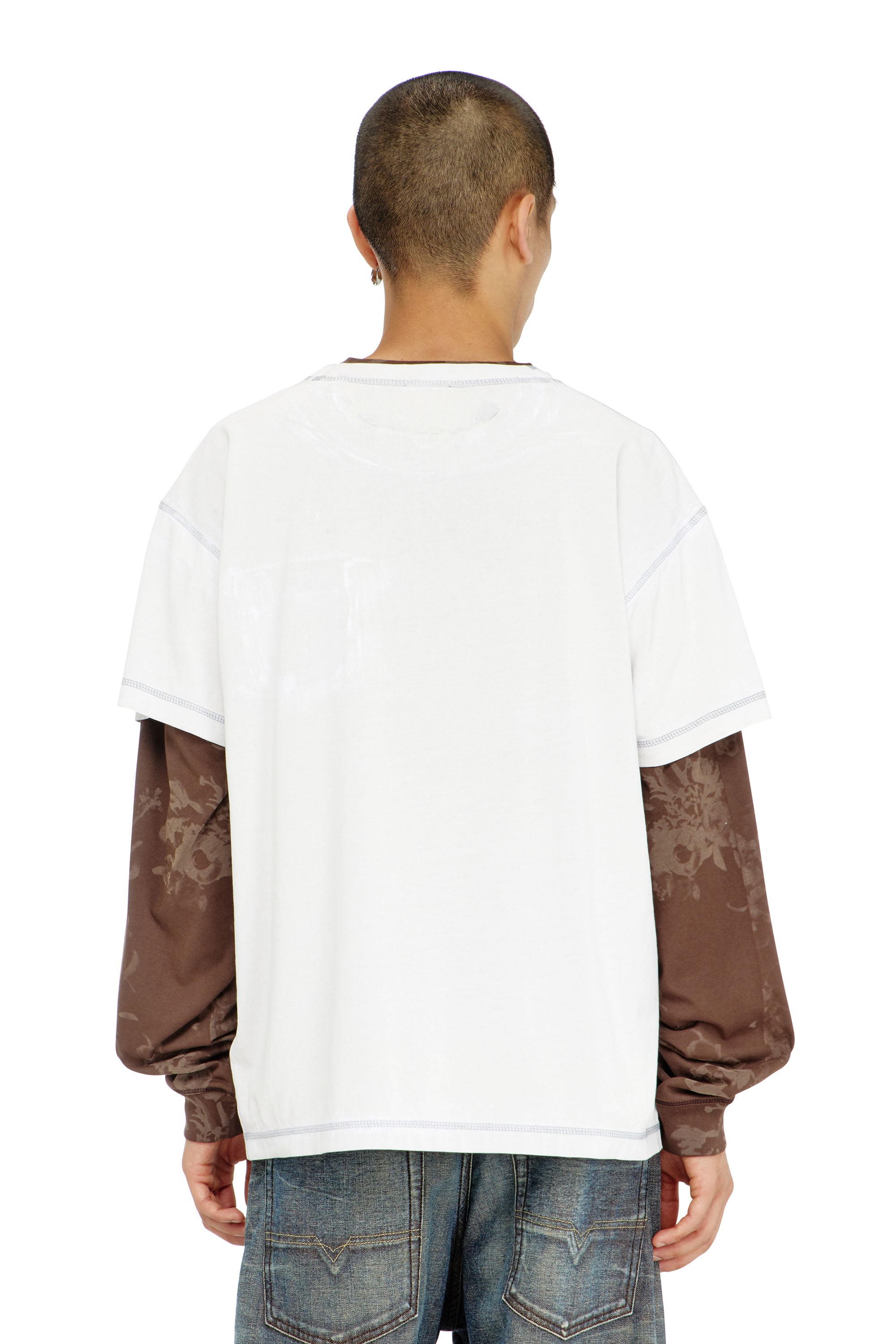 Diesel - T-NORM-POCKET-AA1, Camiseta con bolsillo en el pecho y estampado gr&aacute;fico Hombre in Blanco - 4