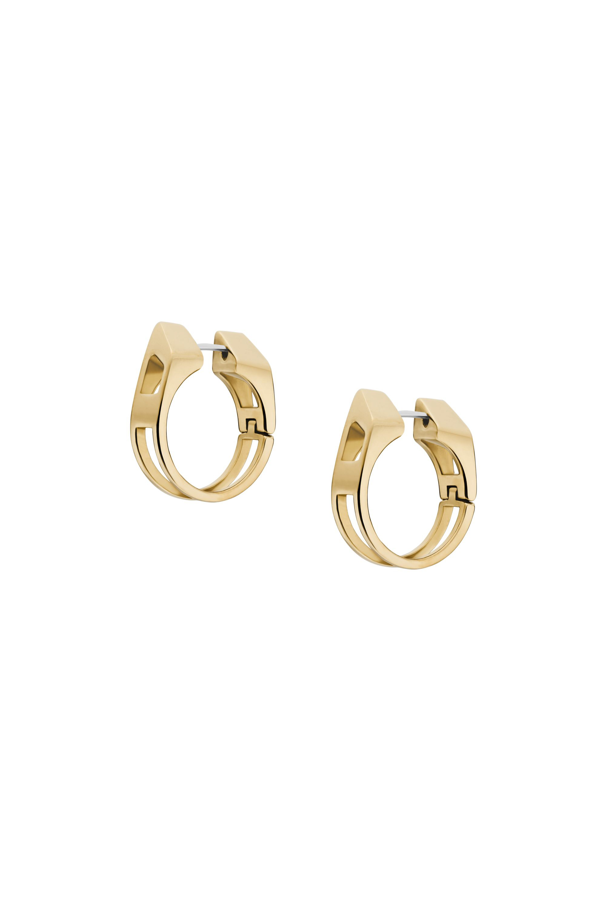 Diesel - DX1671710 JEWELLERY, Pendientes de aro de acero inoxidable con ba&ntilde;o dorado Unisex in Dorado - 1