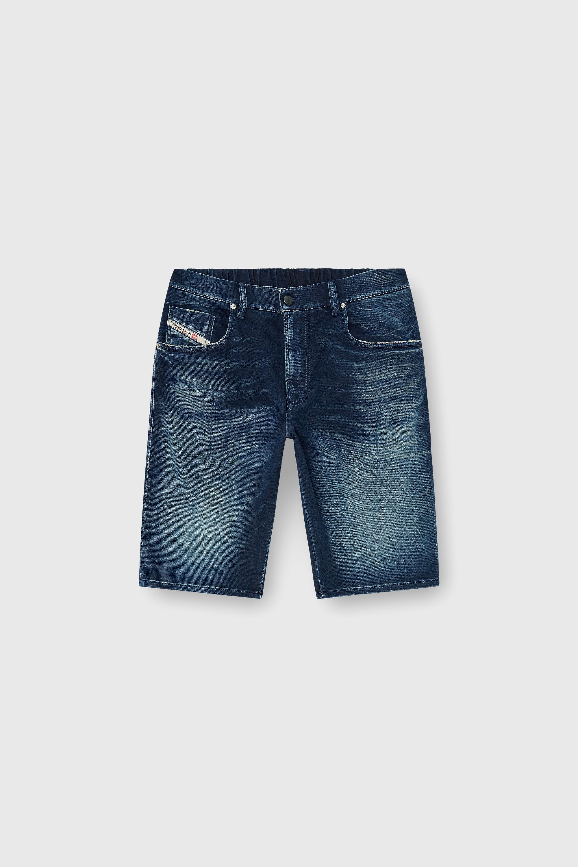 Diesel - 2033 D-KROOLEY-SHORT-BW JOGG, Chino shorts en joggjeans sombreado Hombre in Azul marino - 2