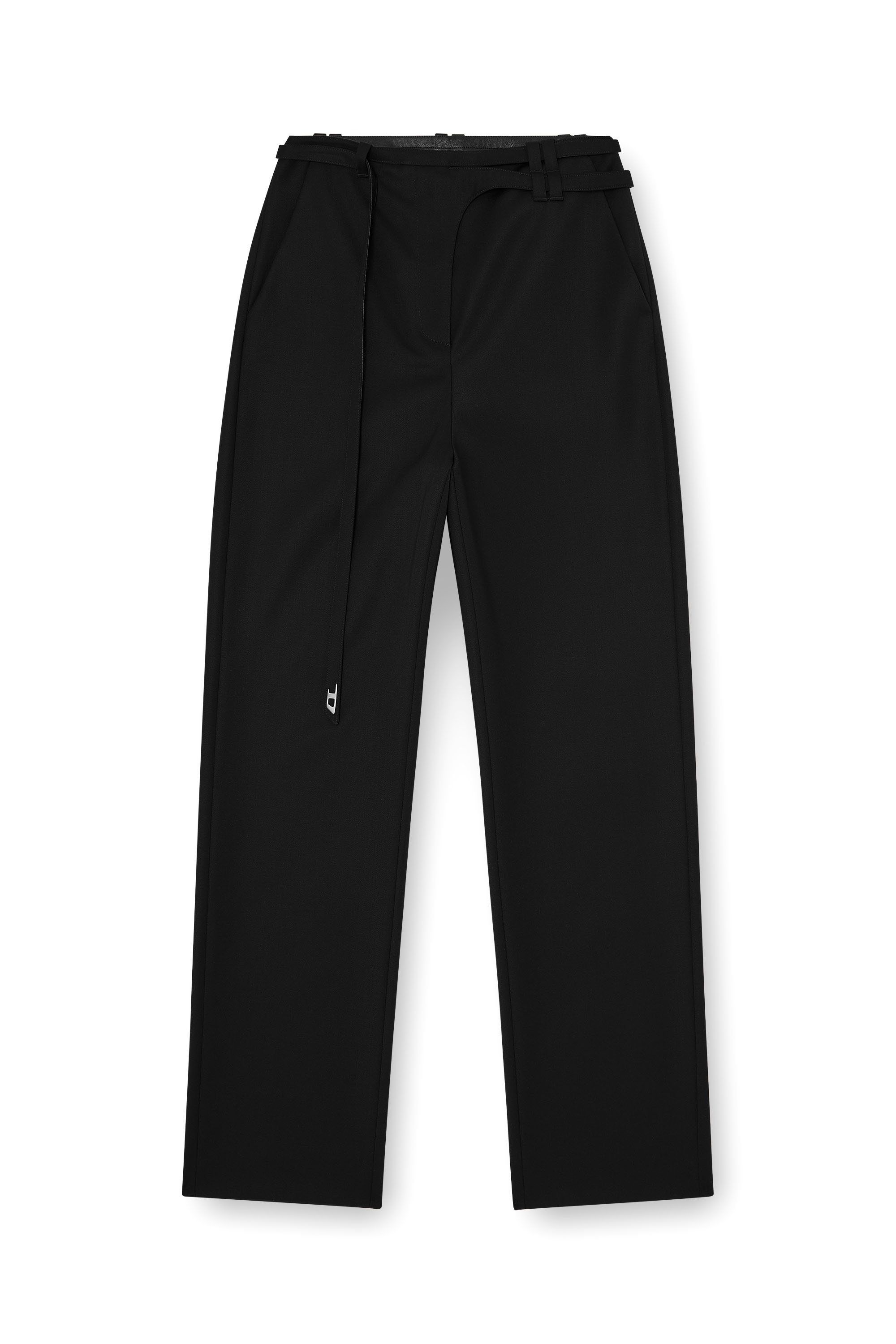 Diesel - P-IXIE-1, Pantalones de vestir con cinta de cintur&oacute;n estilo motociclista Mujer in Negro - 2