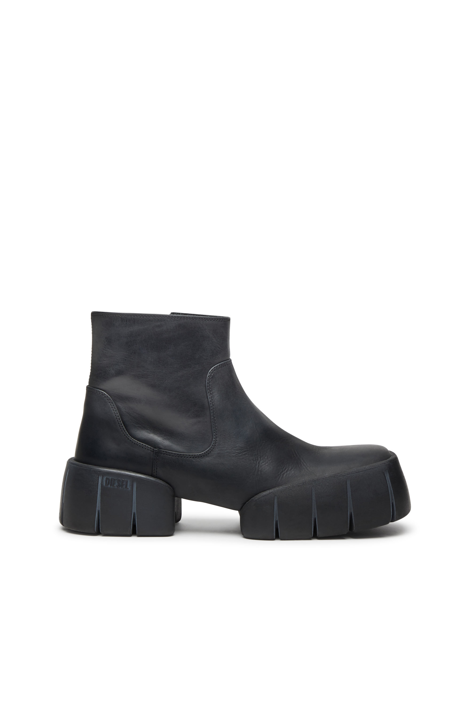 Diesel - D-TEX BT, Botas de cuero encerado hasta el tobillo con suela partida Hombre in Negro - 1