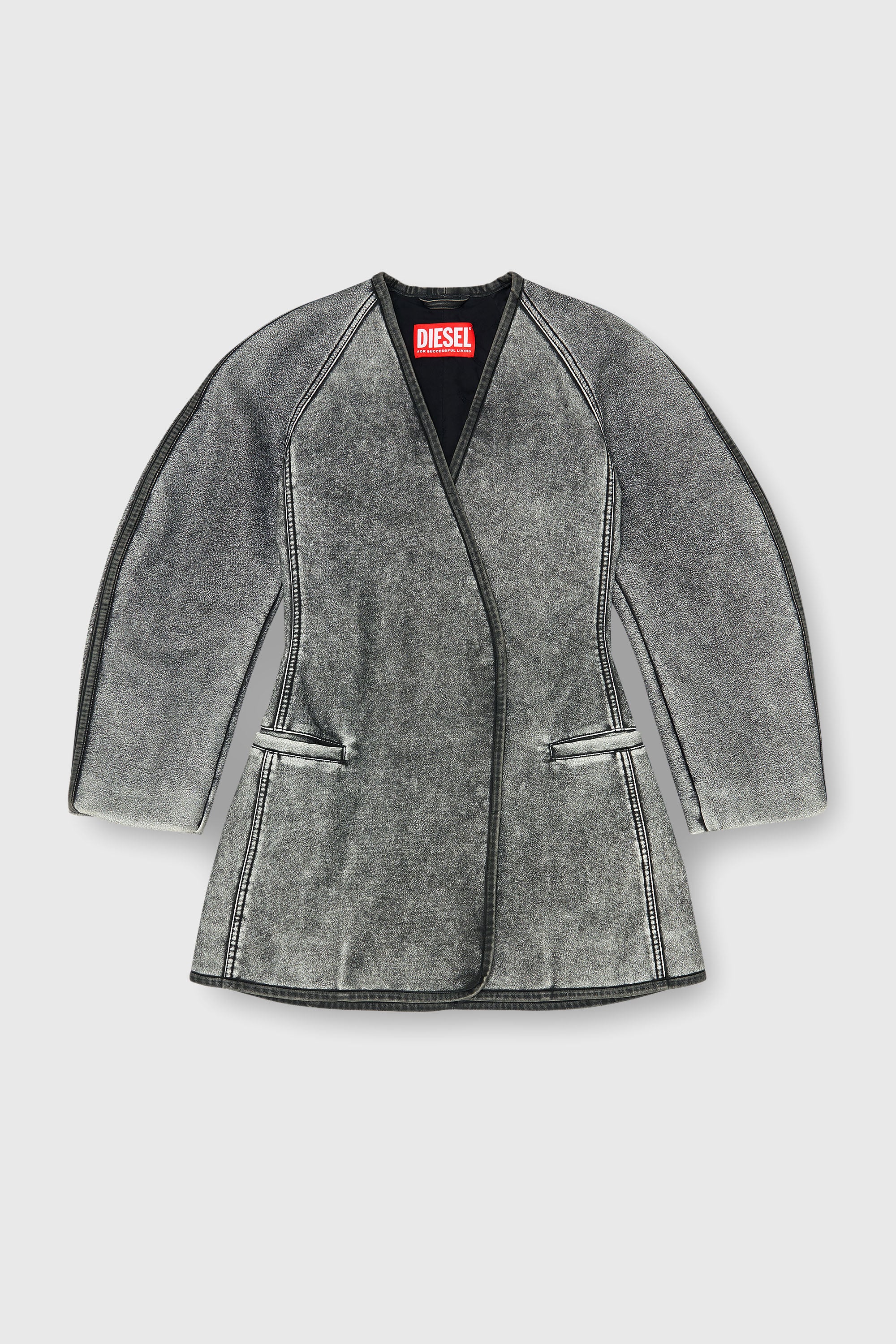 Diesel - G-ALAX, Chaqueta c&aacute;rdigan con mangas tipo capullo Mujer in Gris - 2