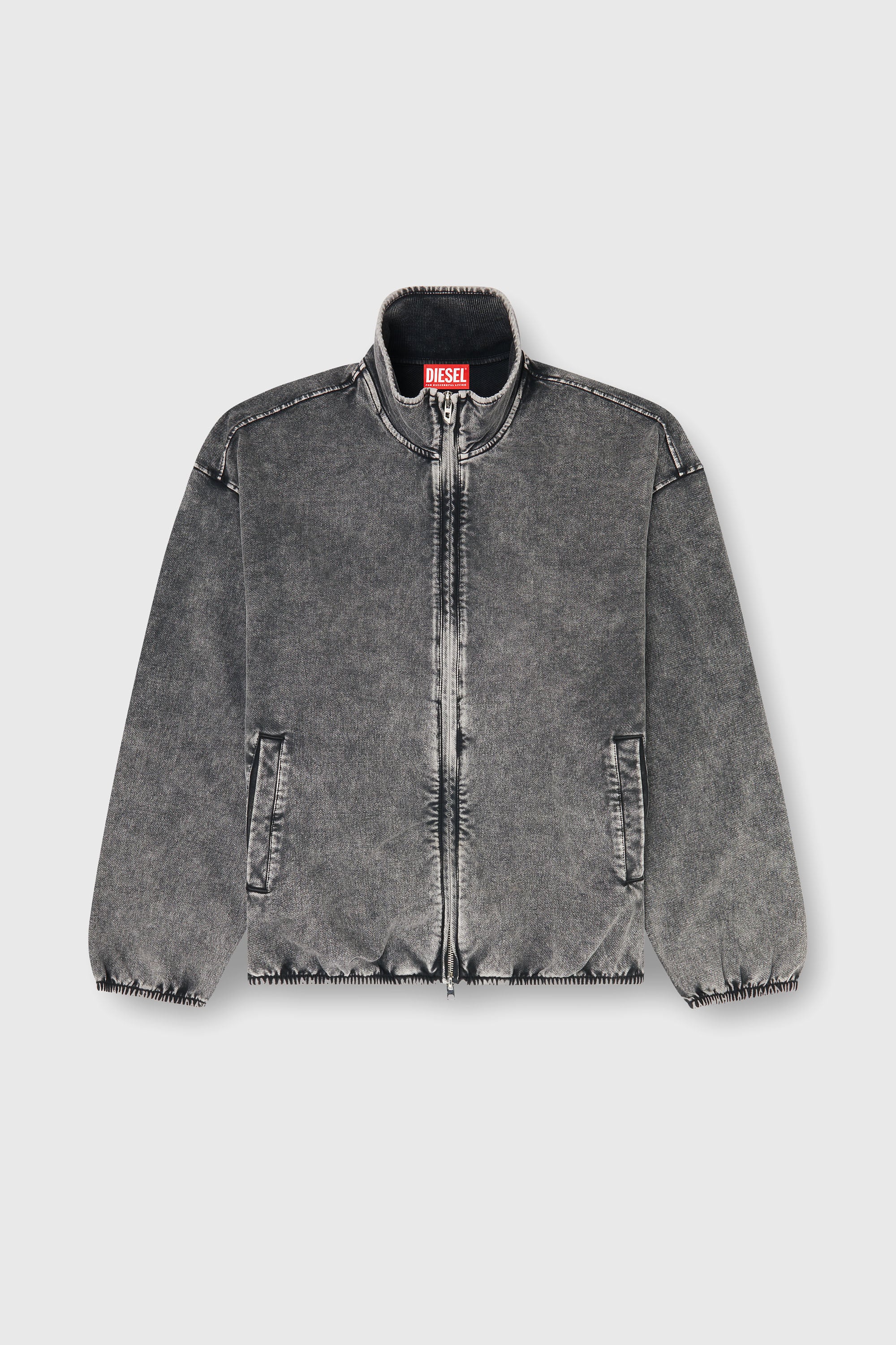 Diesel - S-CORSY, Chaqueta de felpa con efecto denim Hombre in Gris - 2