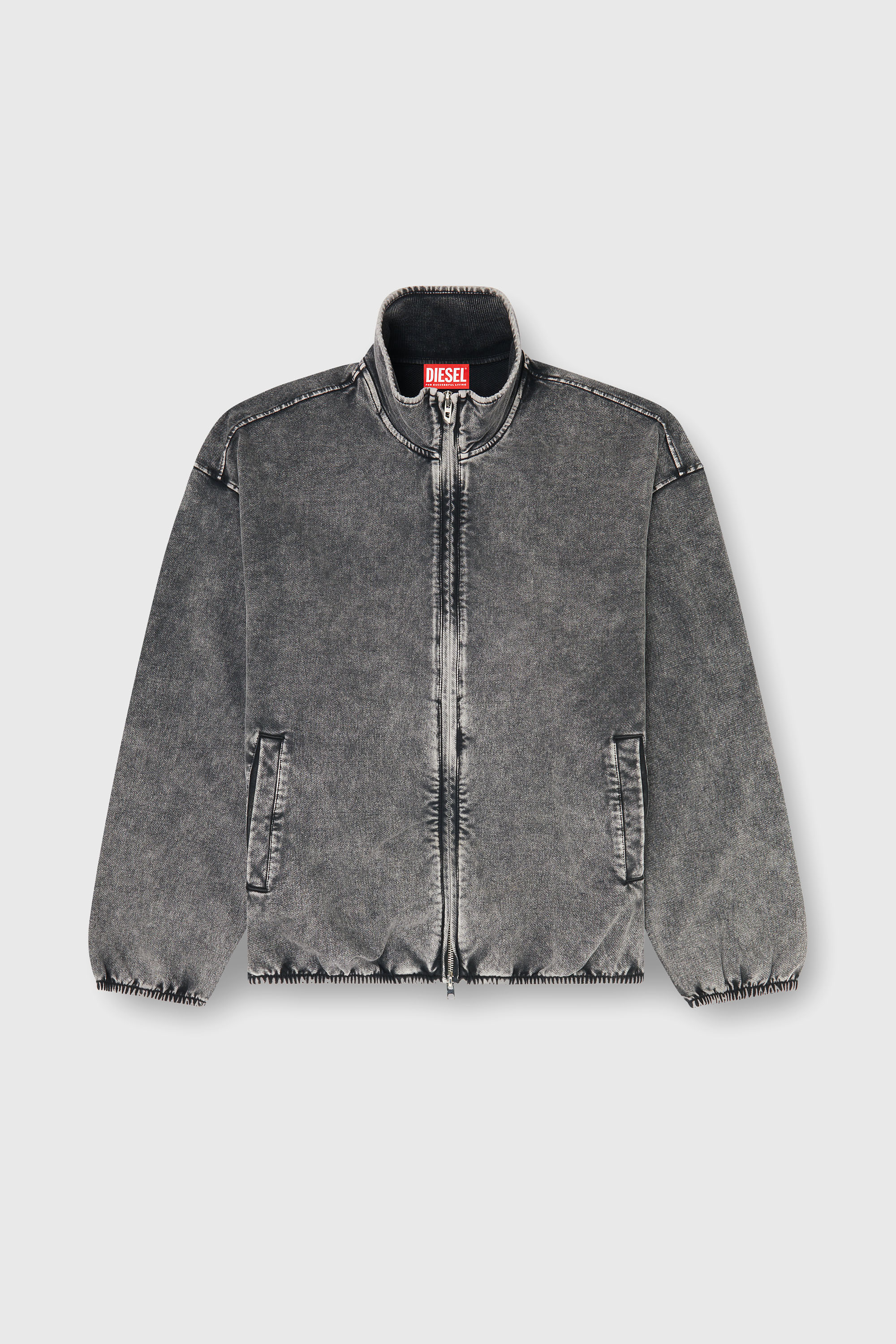 Diesel - S-CORSY, Chaqueta de felpa con efecto denim Hombre in Gris - 2