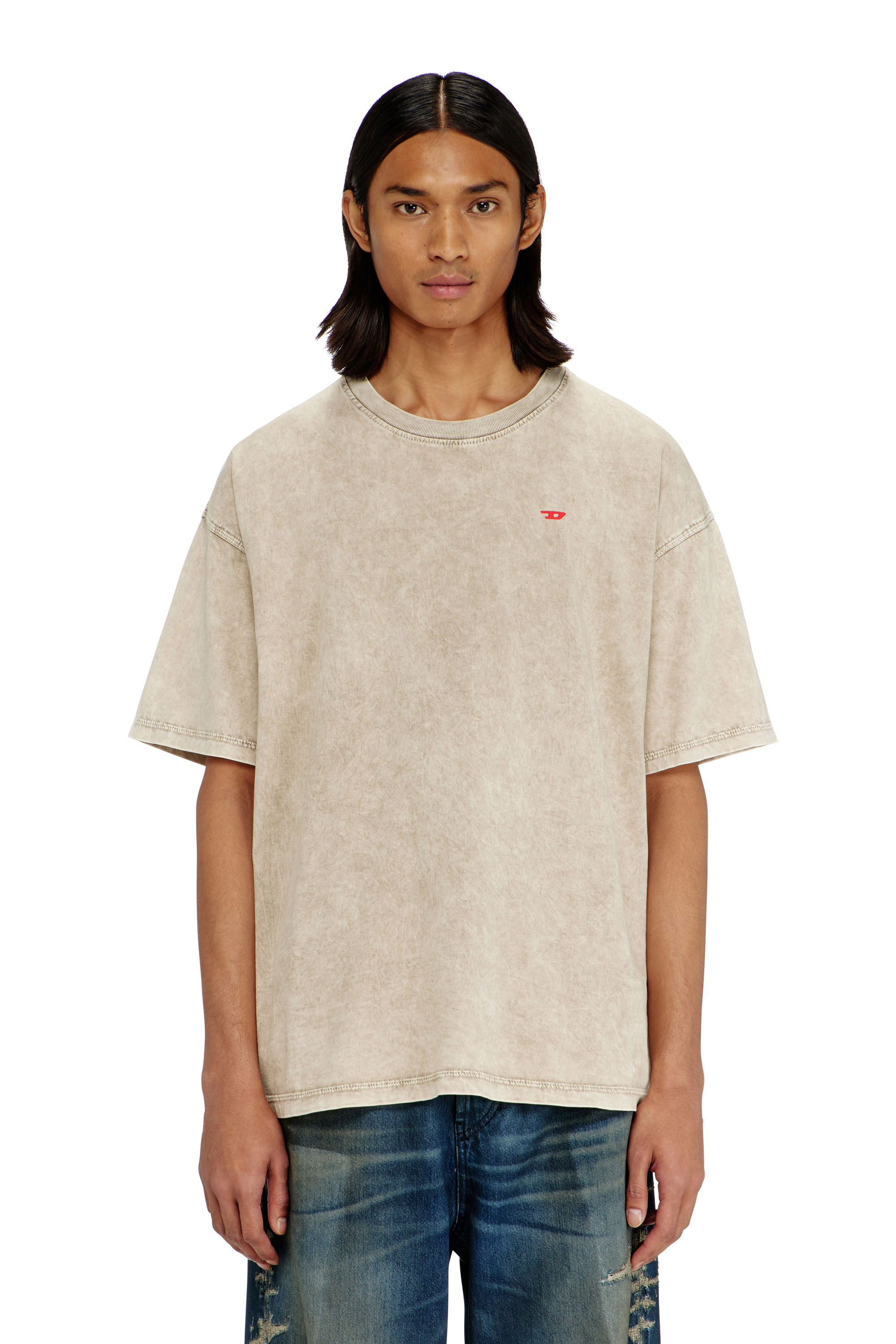 Diesel - T-BOXT-AA14, Camiseta de algod&oacute;n con efecto tratado Hombre in Beige - 1