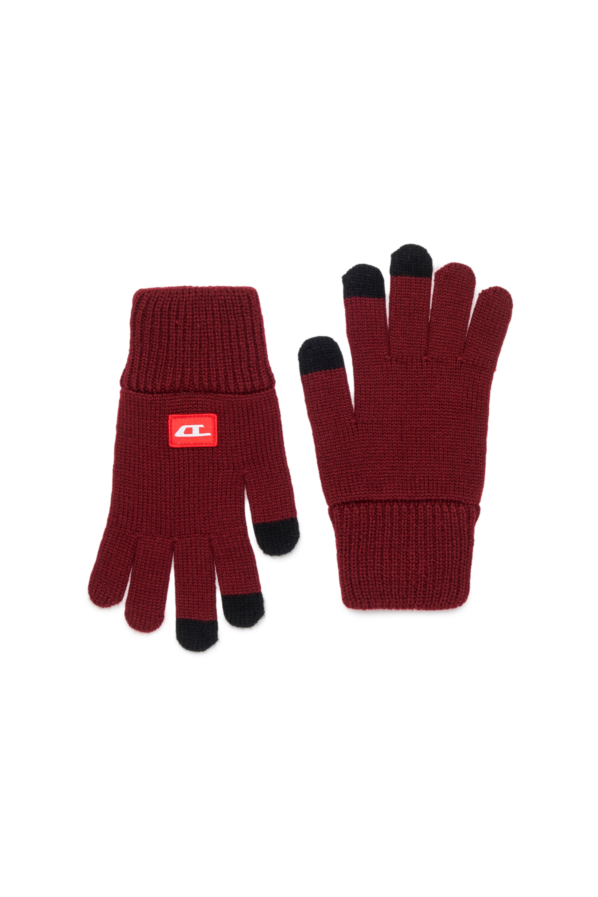 Diesel - NLOT, Unisex's Touchscreen gloves in wool-blend knit in Red - 1