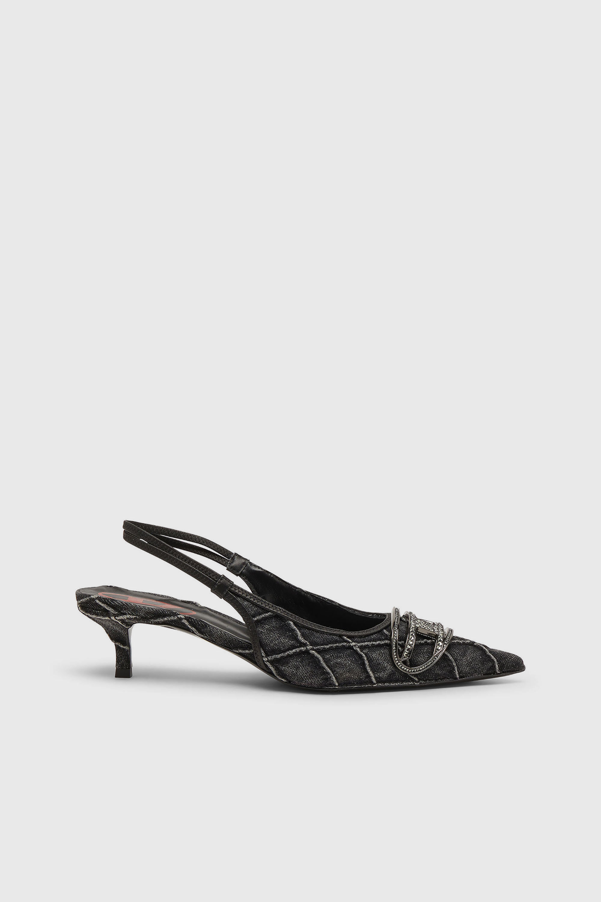 Diesel - D-VENUS SB 40, D-Venus-Zapatos de sal&oacute;n slingback de denim acolchado lavado oscuro Mujer in Negro - 1
