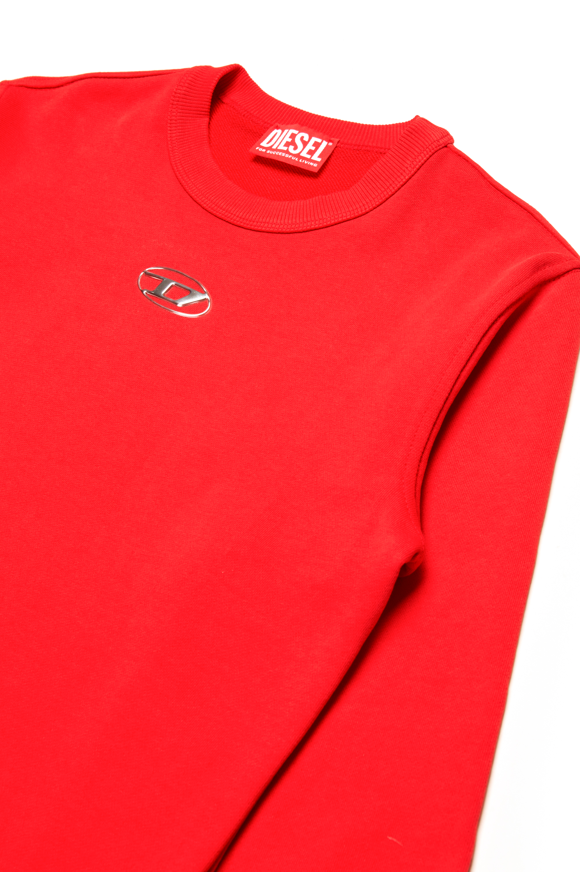 Diesel - SMACSISOD OVER, Sudadera con logotipo Oval D de aspecto metálico Hombre in Rojo - 3