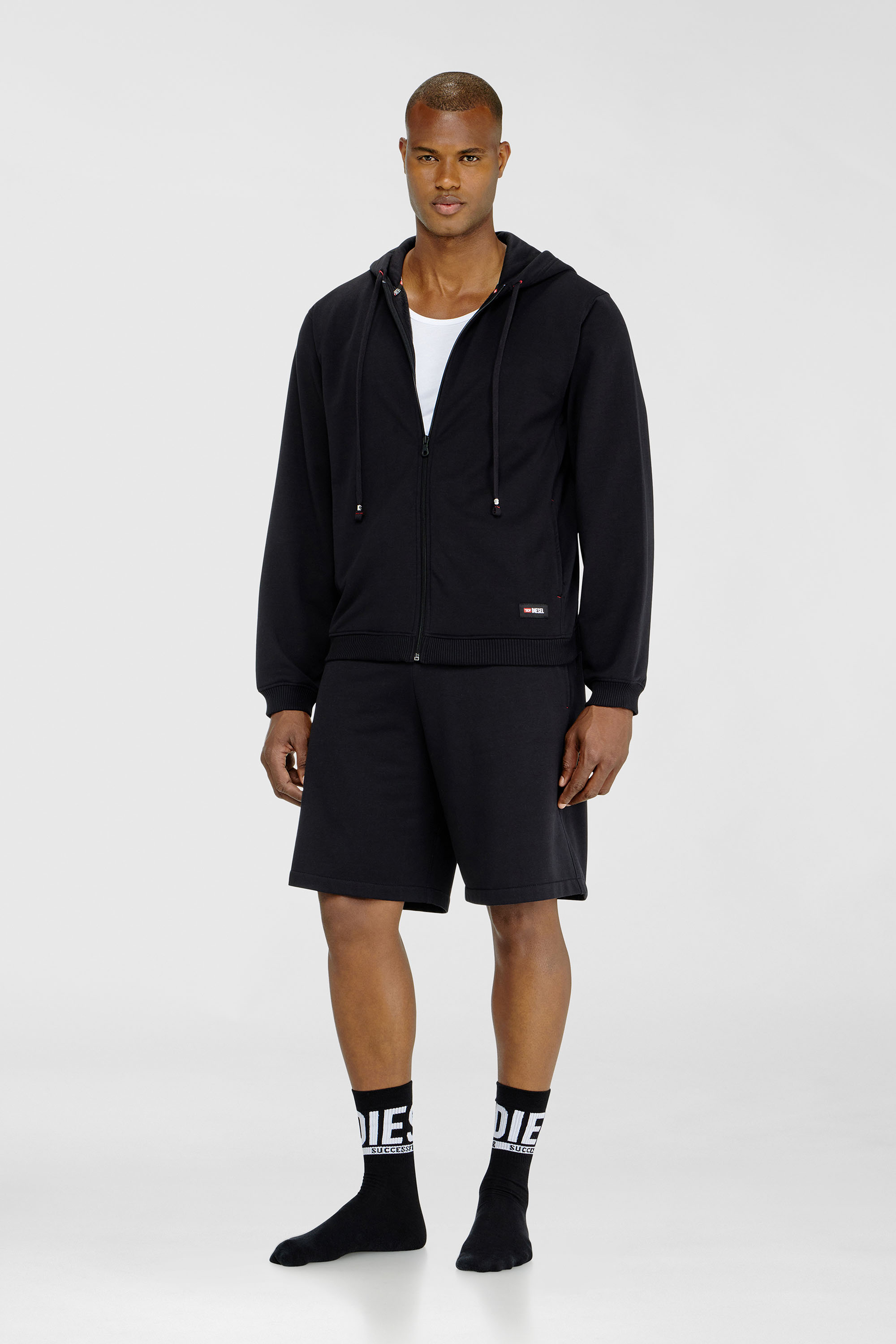 Diesel - JOY-D-CORE, Sudadera con capucha en mezcla de algod&oacute;n afelpado Hombre in Negro - 1