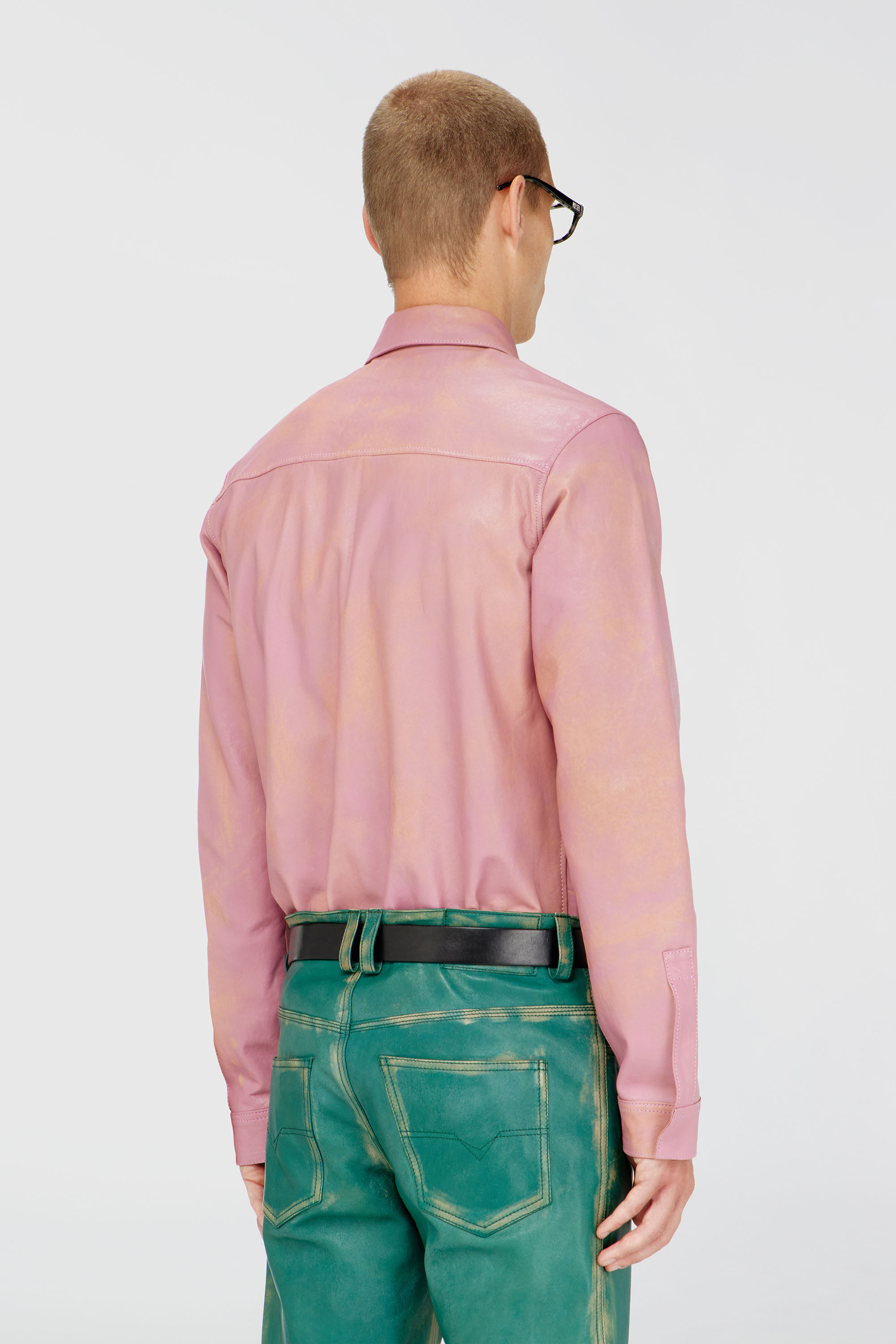 Diesel - S-CIRT, Camisa de piel tratada Hombre in Rosa - 4