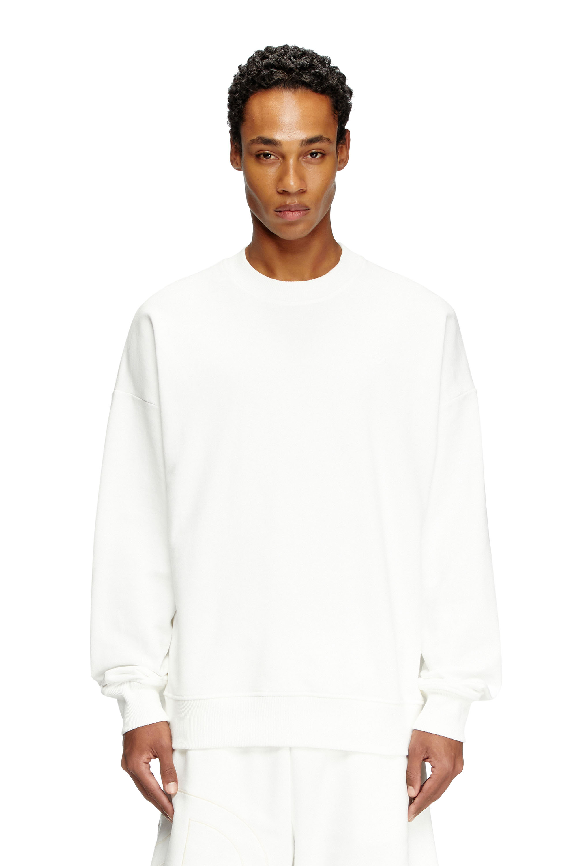 Diesel - S-ROB-MEGOVAL-D, Sudadera con logotipo bordado Hombre in Blanco - 4