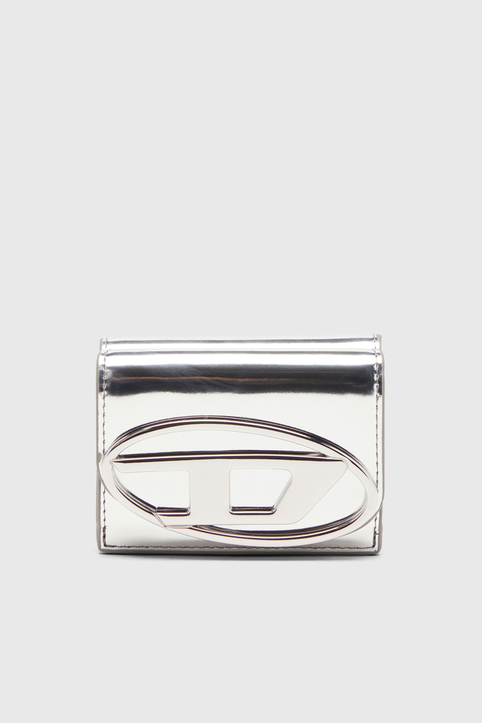 Diesel - 1DR TRI FOLD COIN XS II, Cartera que se pliega en tres de cuero espejado Mujer in Plateado - 1