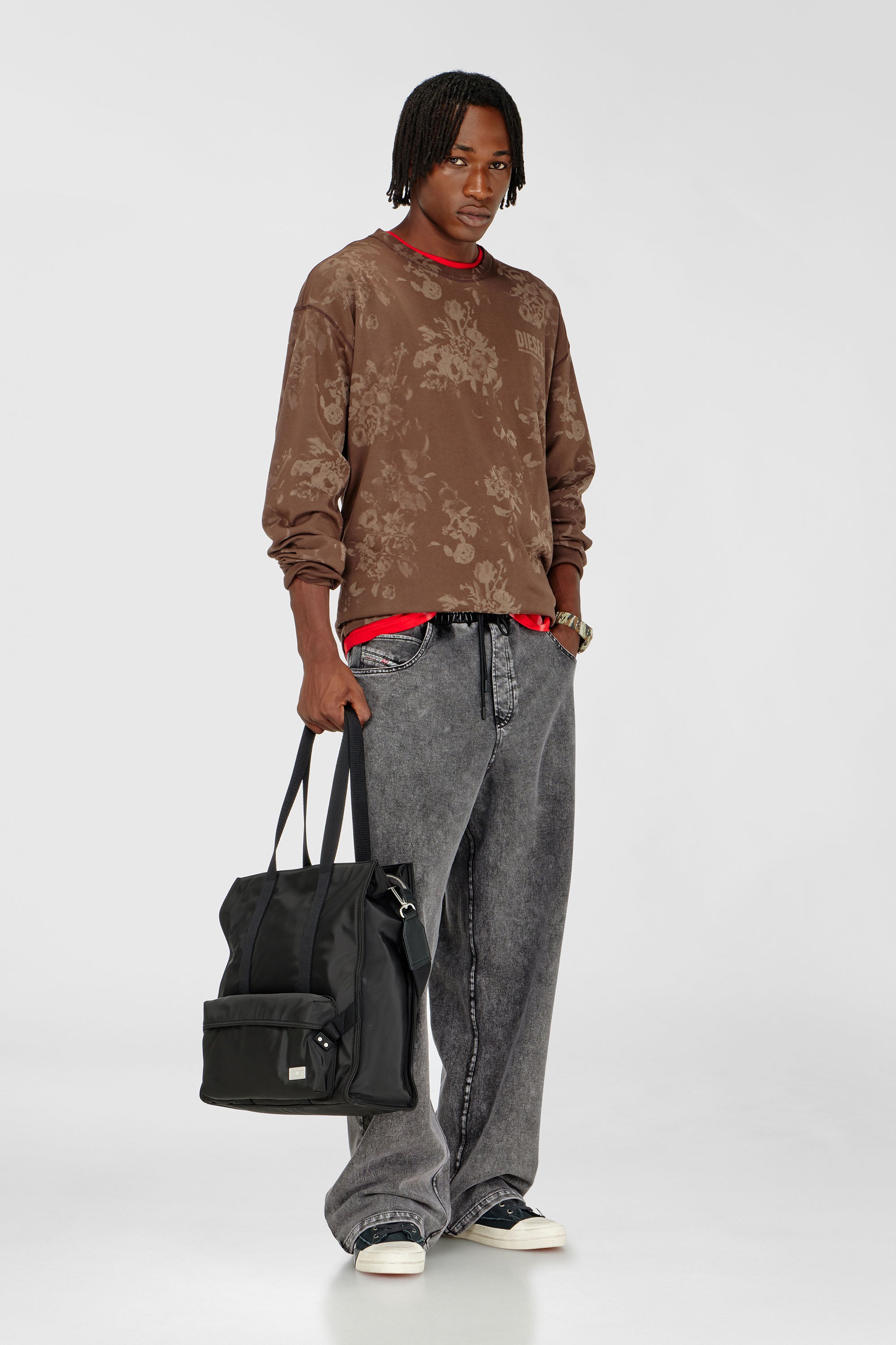 Diesel - P-STUK, Pantal&oacute;n de ch&aacute;ndal efecto denim Hombre in Gris - 1