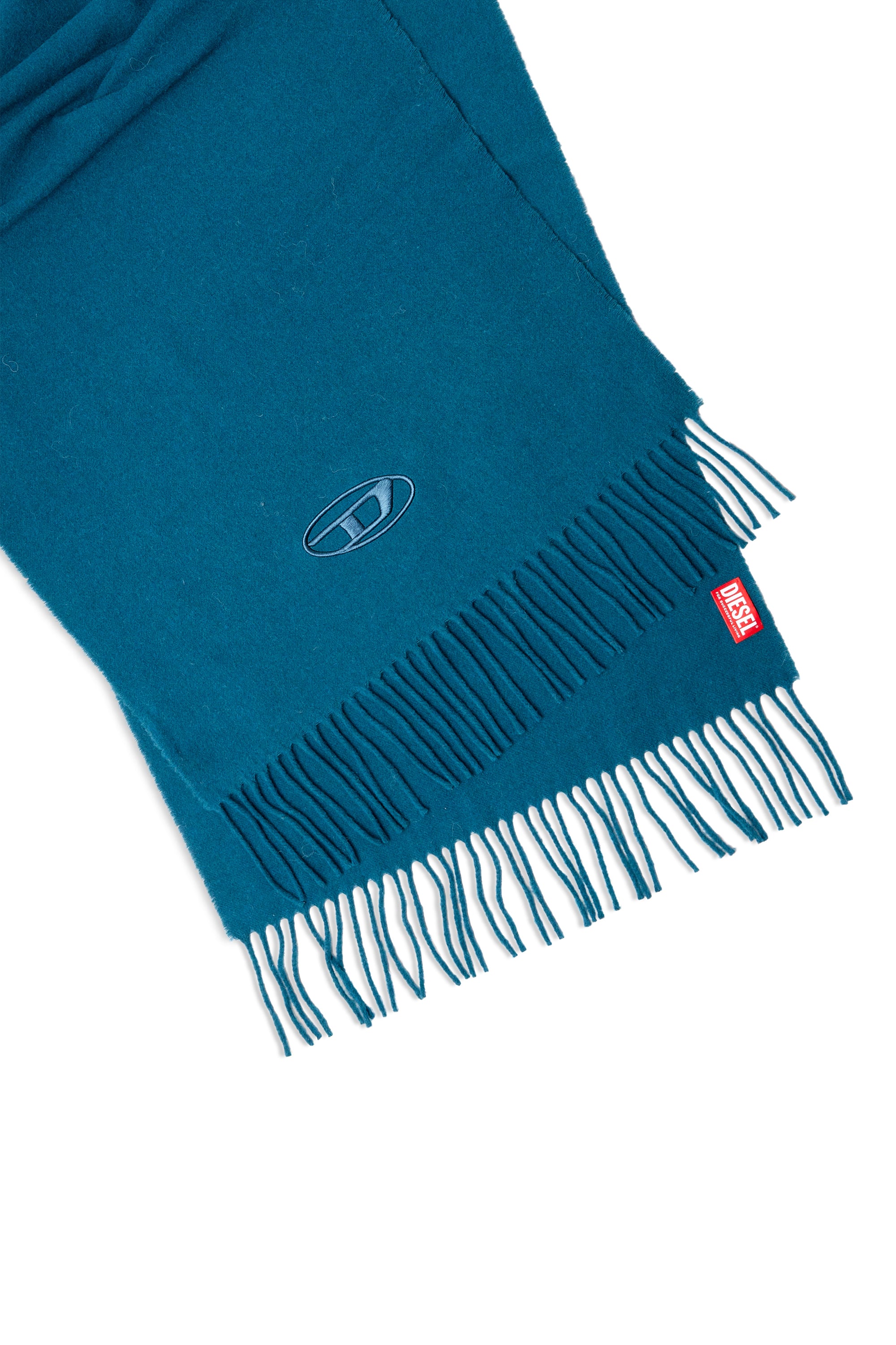 Diesel - S-IMON-D-LONG, Bufanda de mezcla de lana con bordes de flecos Hombre in Azul marino - 3
