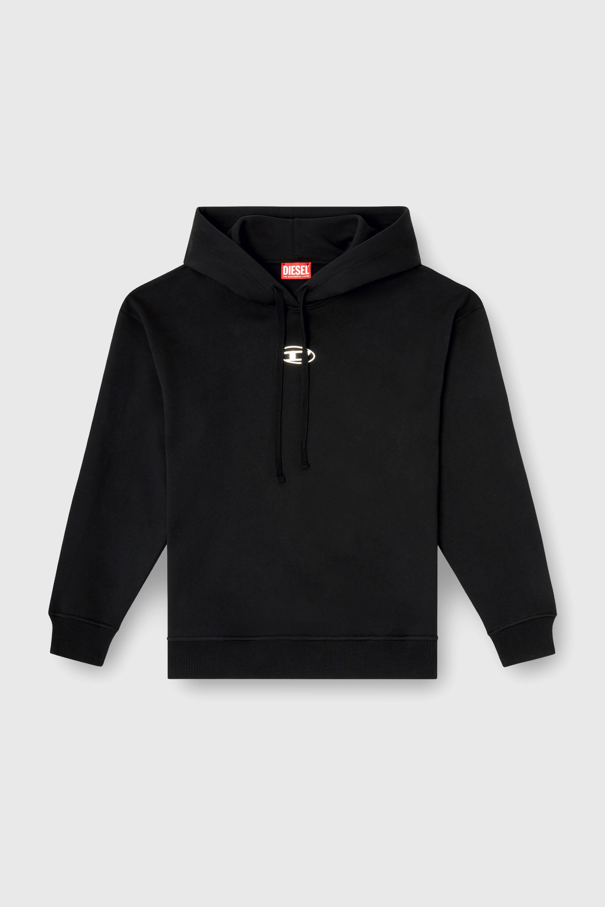 Diesel - F-BUXT-HOOD-OD, Sudadera con capucha con logotipo Oval D de efecto met&aacute;lico Mujer in Negro - 2