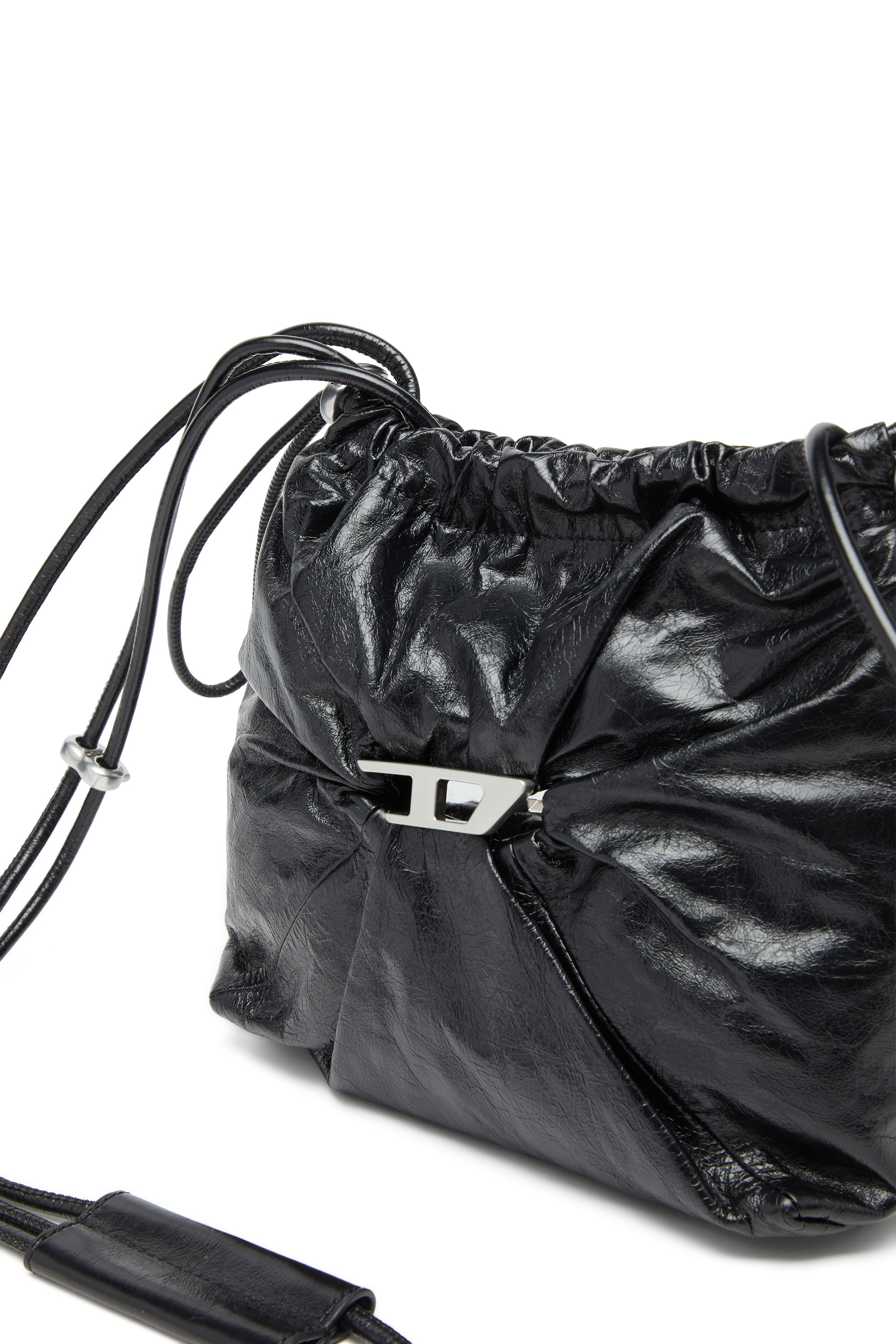 Diesel - SCRUNCH-D BUCKET, Scrunch-D-Bolso tipo cubo en cuero arrugado y brillante Mujer in Negro - 5