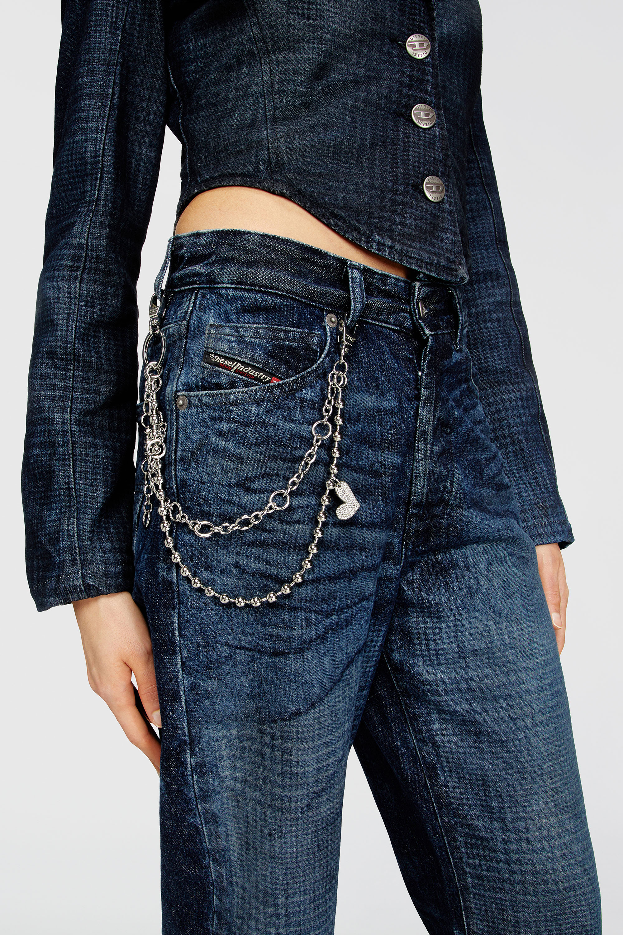 Diesel - CHAIN-D M, Colgante de cadena en capas con coraz&oacute;n y colgante Diesel Mujer in Plateado - 2