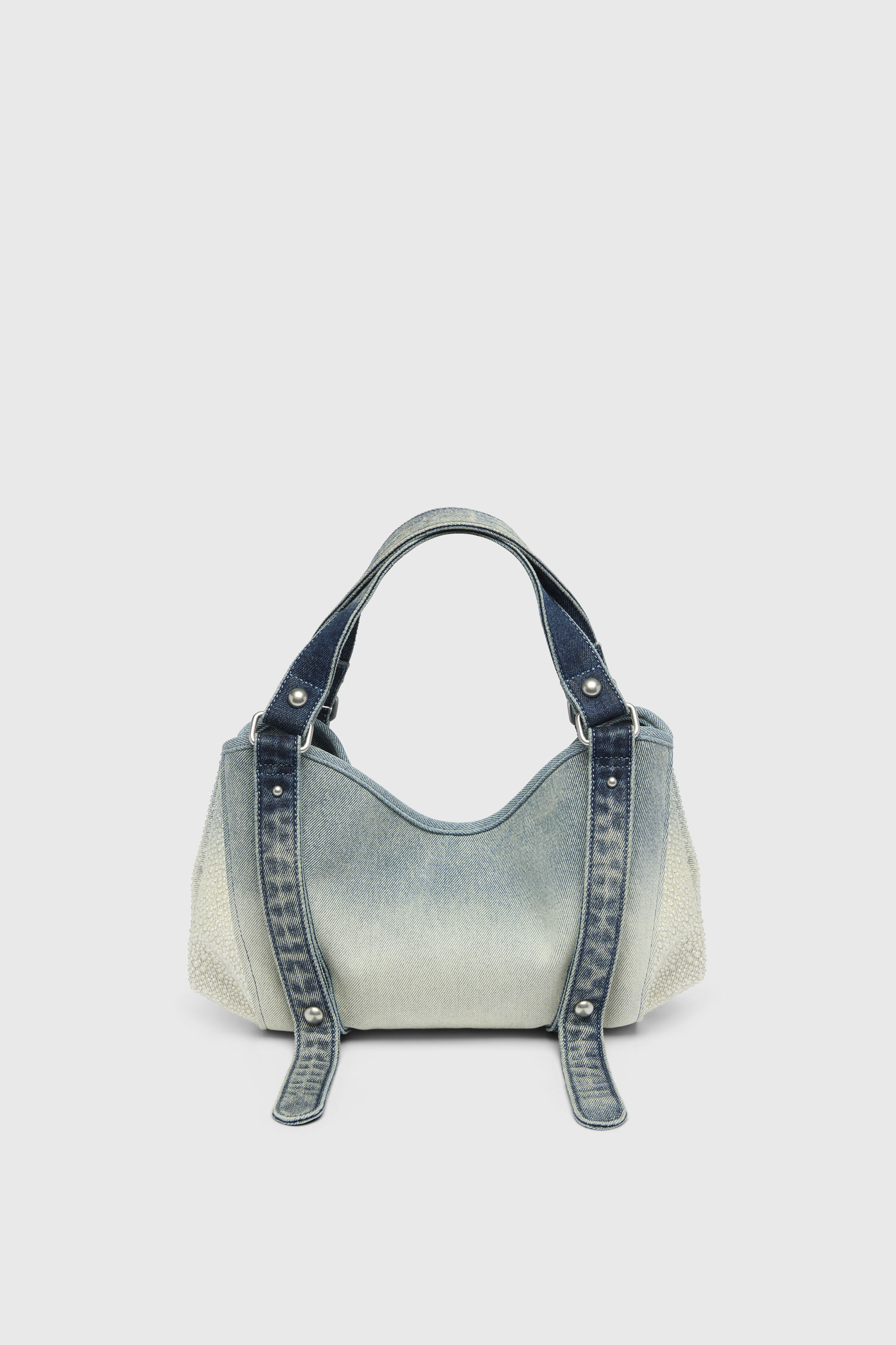 Diesel - D-ONE TOPHANDLE S, D-One-Bolso small con asa superior de denim solarizado con cristales Mujer in Azul marino - 3