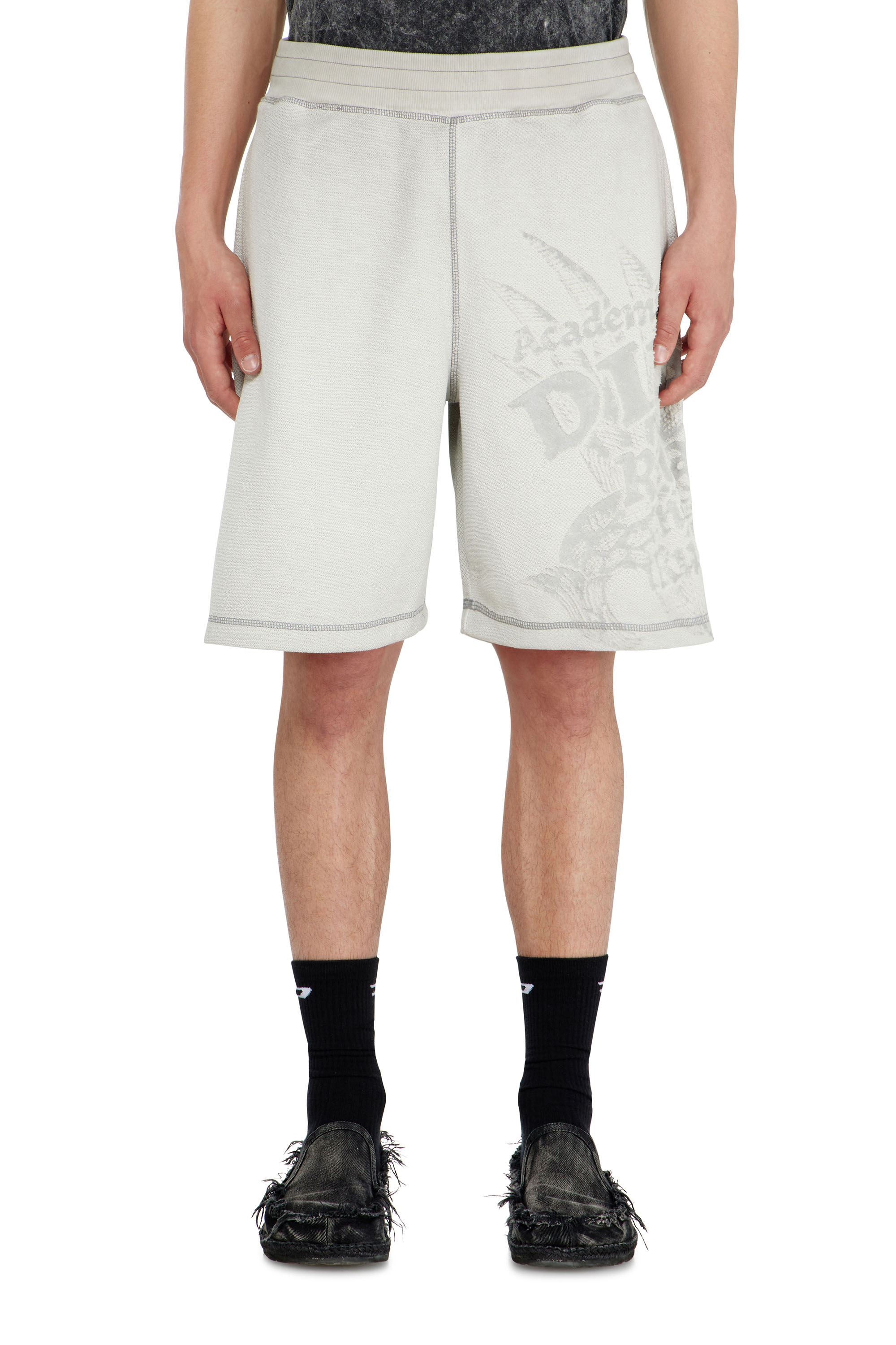 Diesel - P-RAWCROW, Pantalones cortos tipo sudadera con motivos devor&eacute; Hombre in Gris - 2
