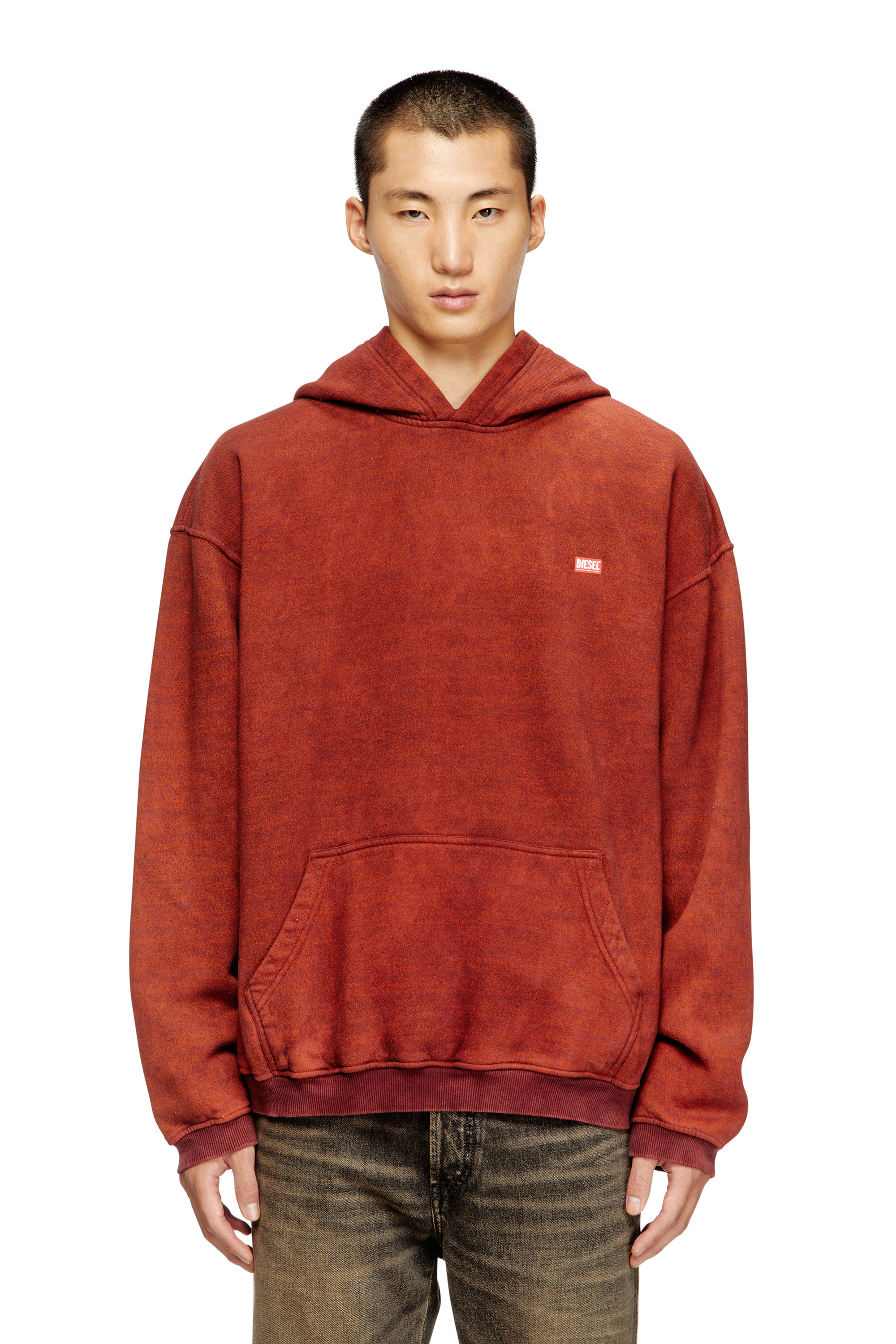 Diesel - S-KAI, Sudadera con capucha de algodón con bolsillo tipo canguro Hombre in Marrón - 1