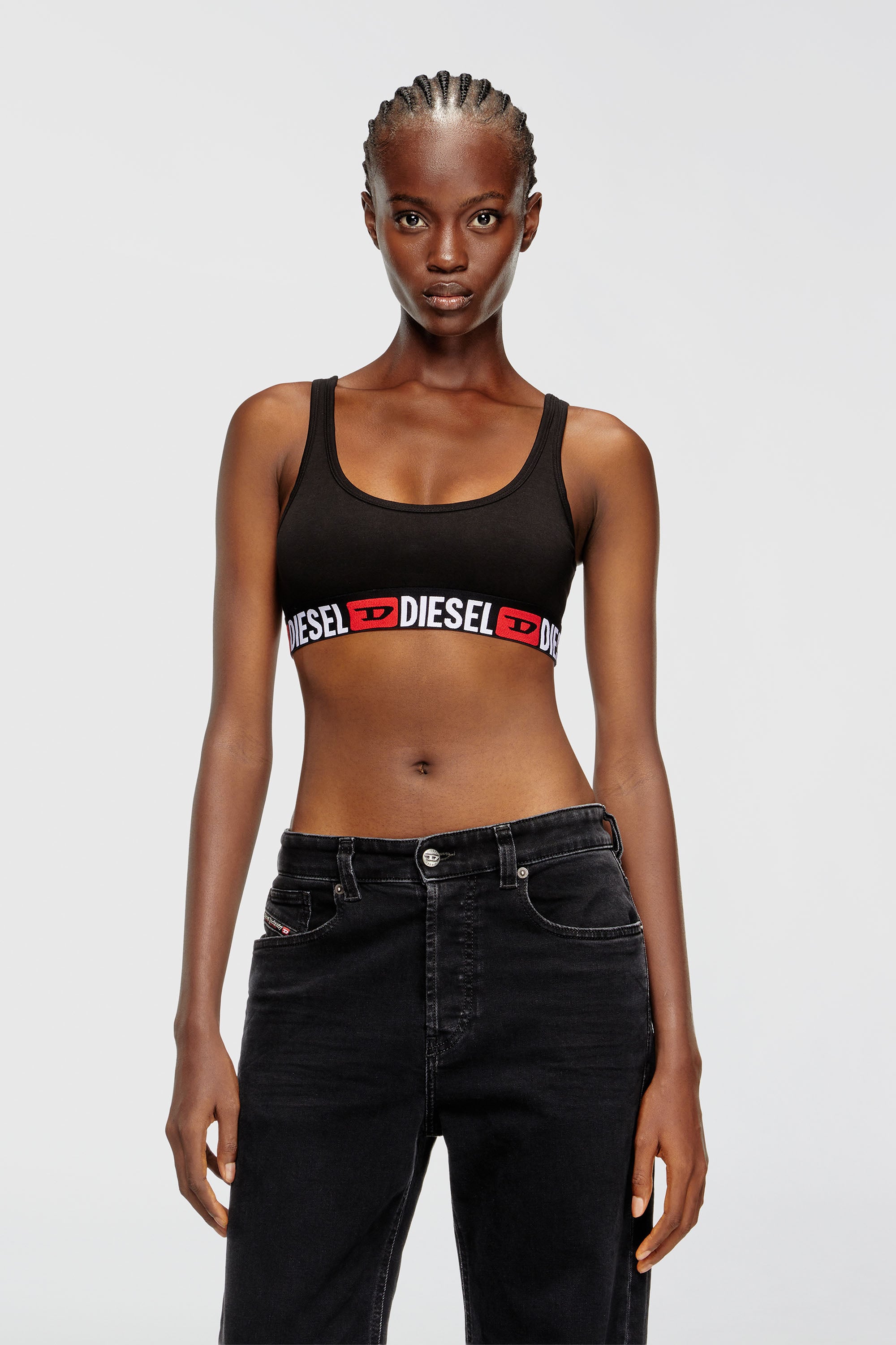Diesel - UFSB-ORIBA, Bralette con banda con logotipo Mujer in Negro - 1