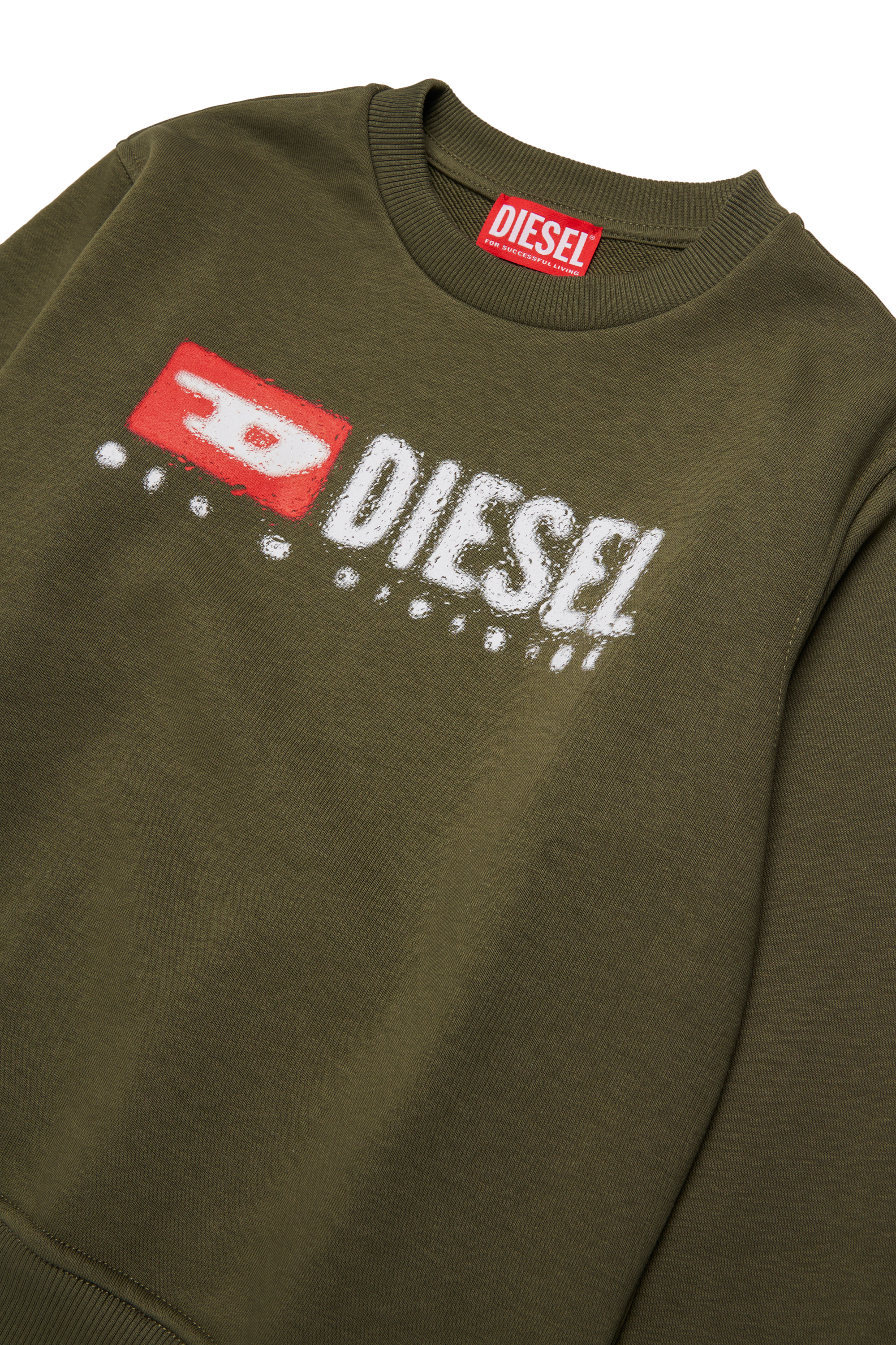 Diesel - SDROPS OVER, Sudadera de algodón con logo Hombre in Verde - 3