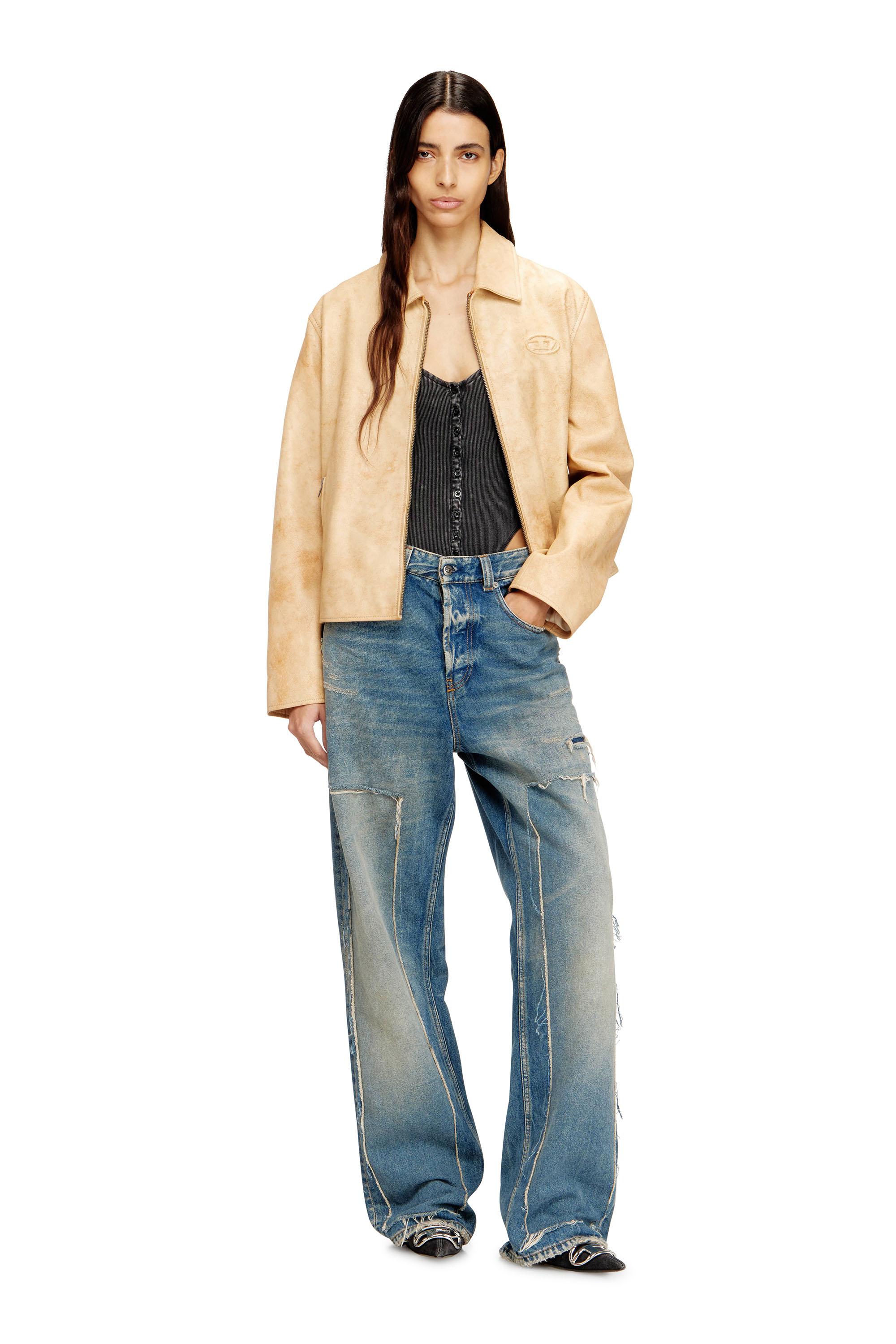 Diesel - L-AMAR-A-FEM-S1, Chaqueta de entrenador en cuero tratado Mujer in ToBeDefined - 2