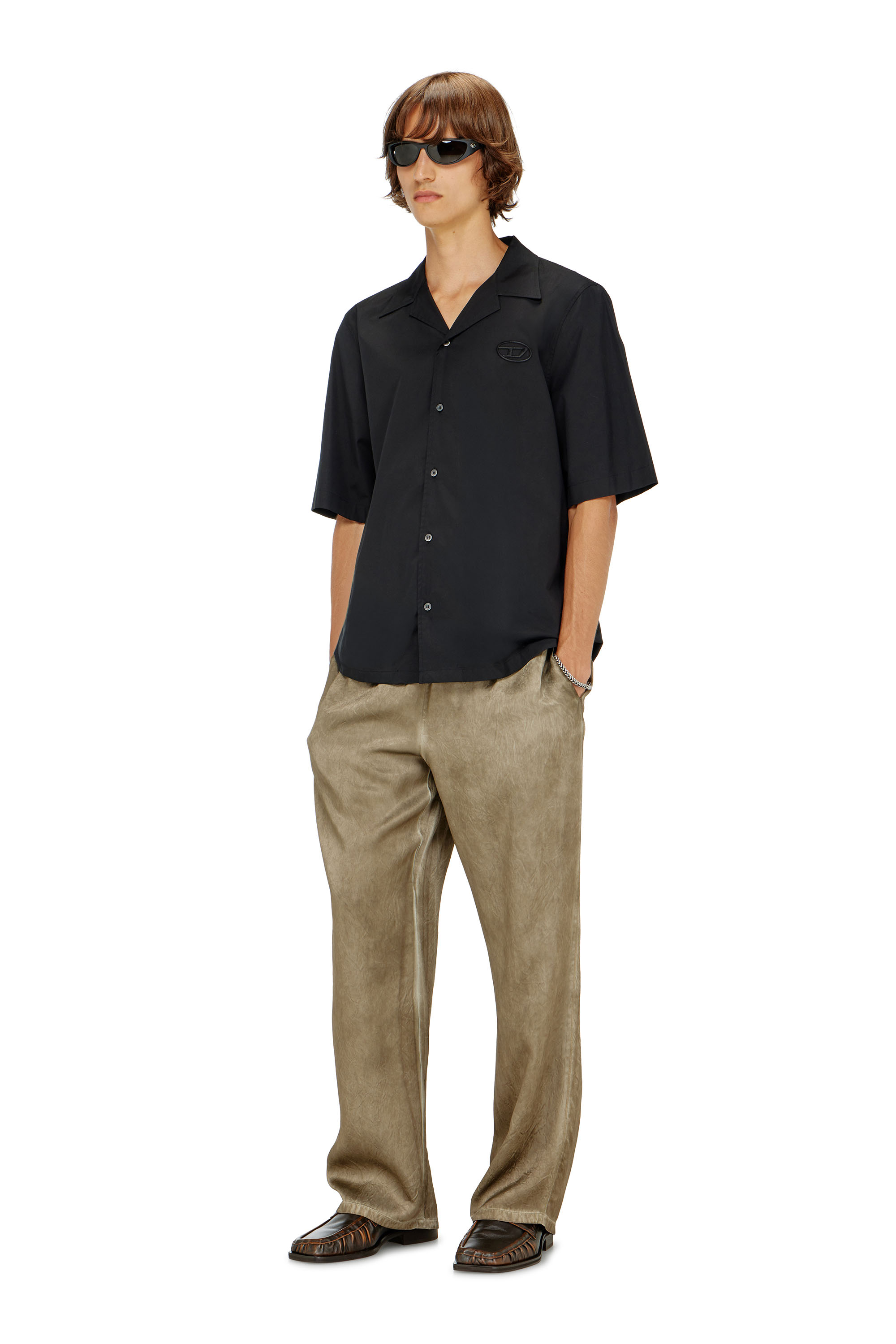 Diesel - S-MAC-GSBH, Camisa de popelina el&aacute;stica con bordado Oval D Hombre in Negro - 2