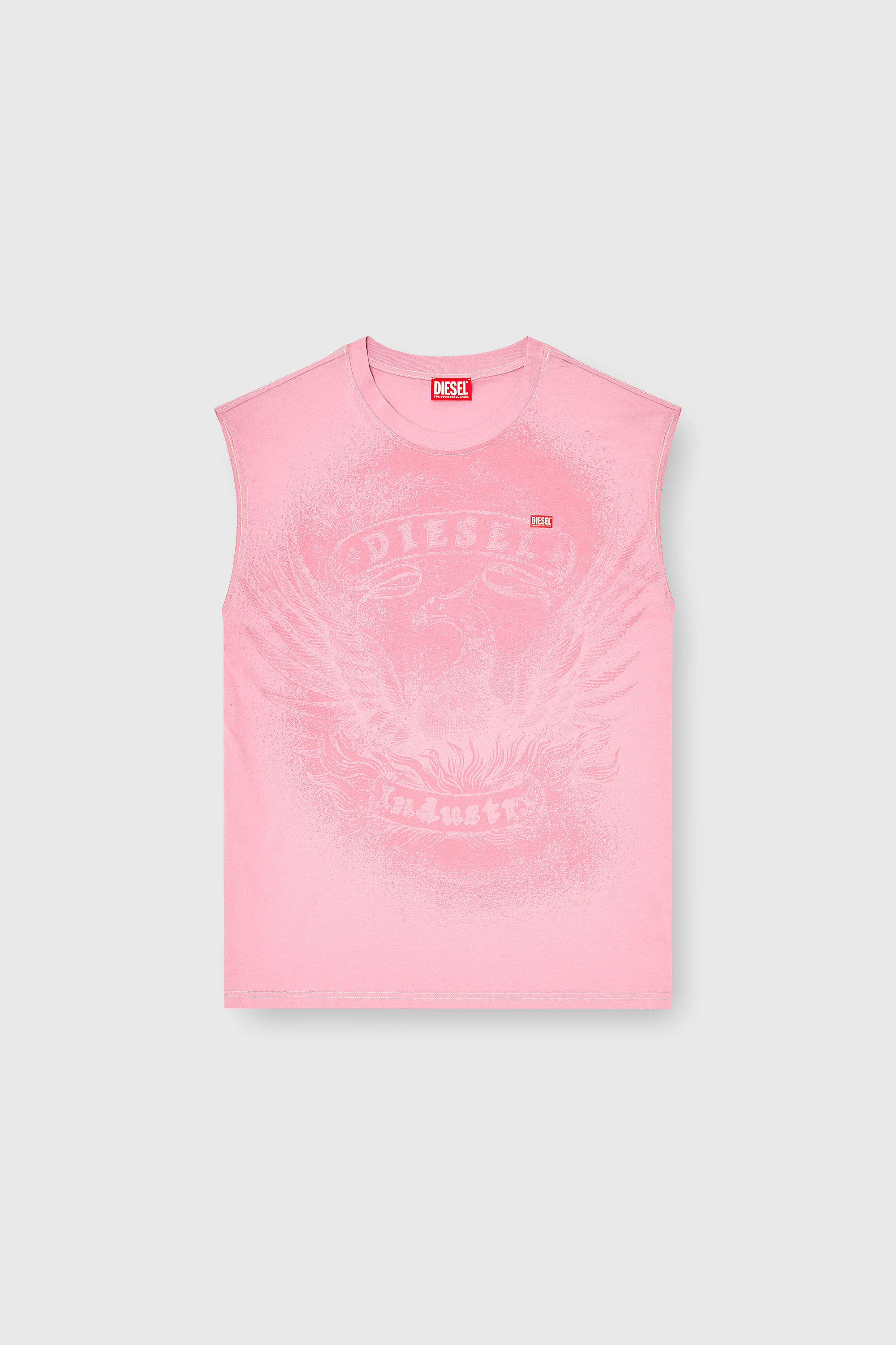Diesel - T-BOXT-SL-NOTCH, Top sin mangas de algod&oacute;n con gr&aacute;fico tonal Hombre in Rosa - 2