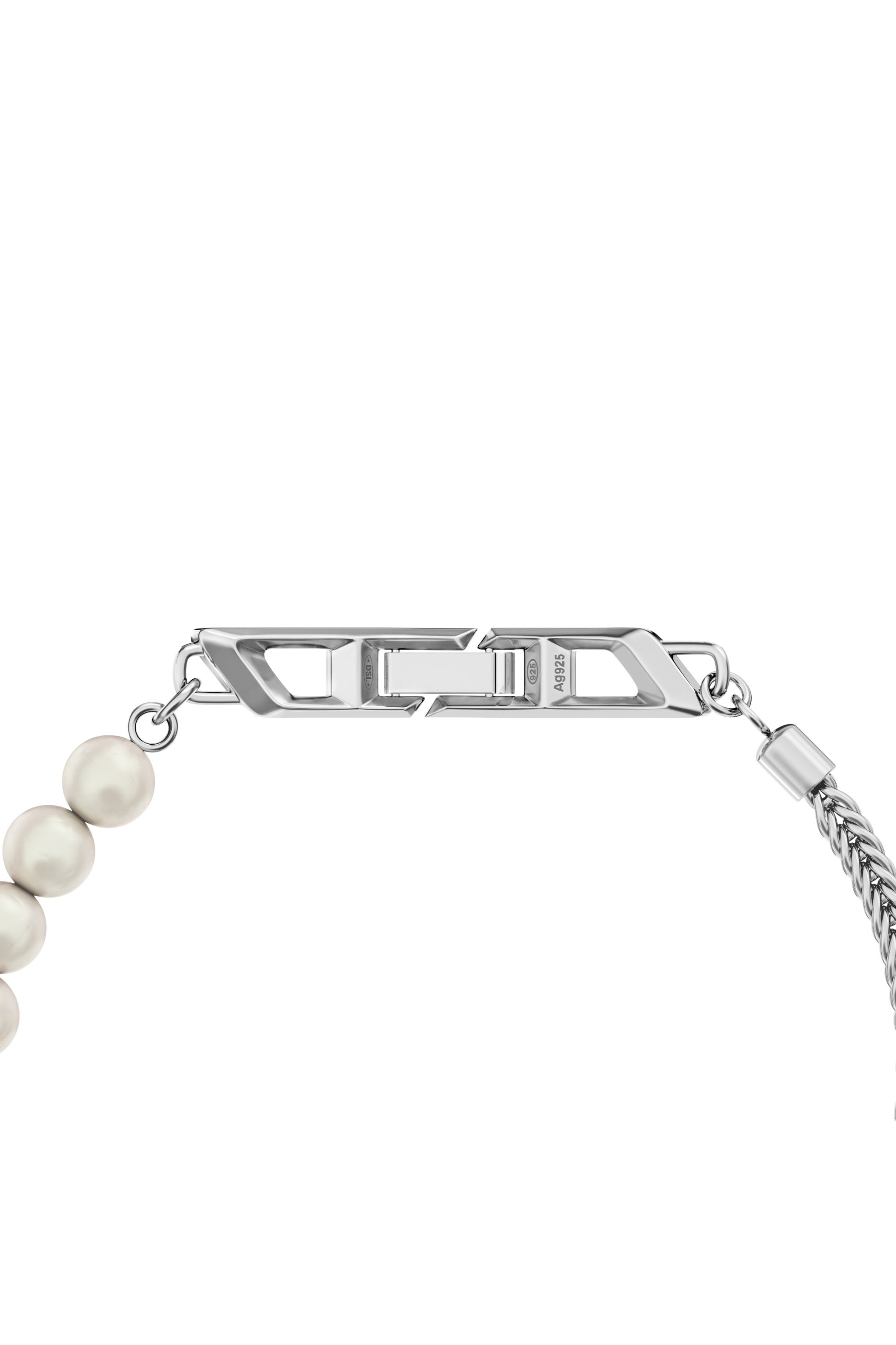 Diesel - DL1368040 STERLING SILVER JEWEL, Pulsera de cadena de plata de ley y perlas Unisex in Plateado - 2